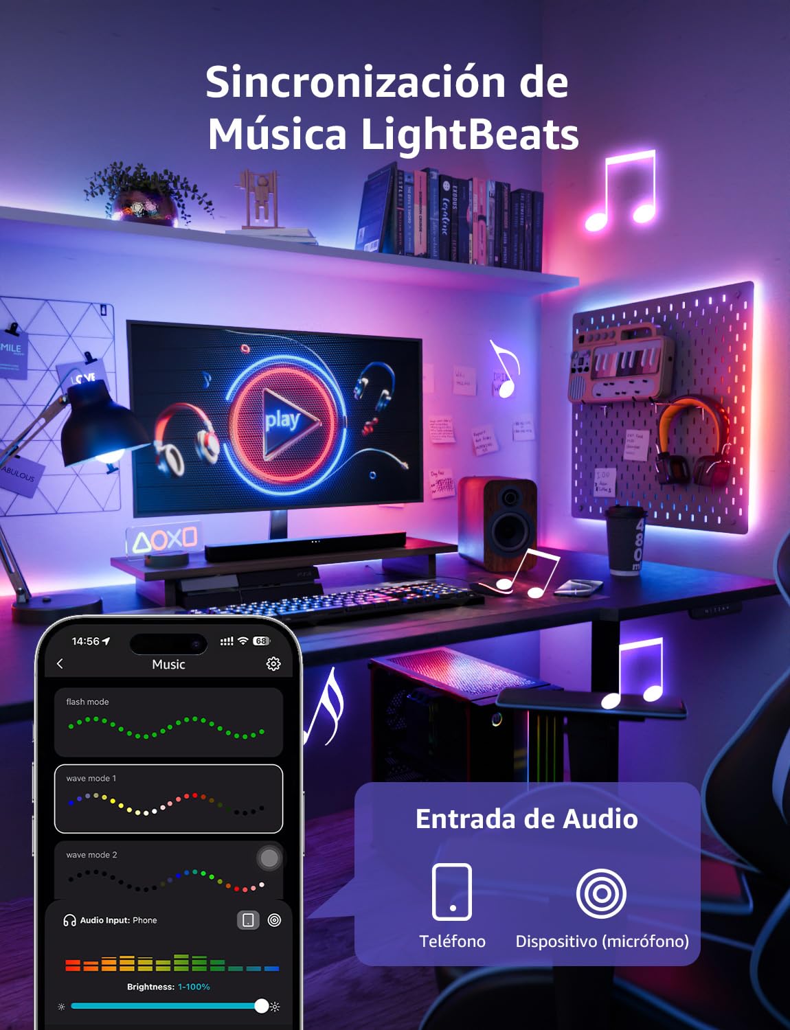Lepro S1 AI Tira LED 5M, Luces LED MagicColor, Fonciona con Alexa y Google Assistant, Sincronización de Música, Diseñador de Iluminación AI Personalizado, Luz WiFi para Dormitorio, Fiesta, Gaming