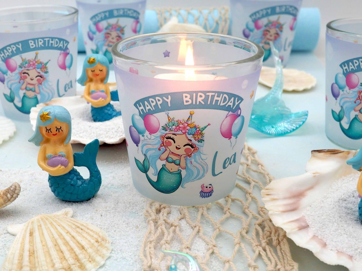 ZauberDeko Tischdeko Personalisiert Kindergeburtstag Meerjungfrau Blau Mädchen Geburtstag Party Unterwasserwelt Set
