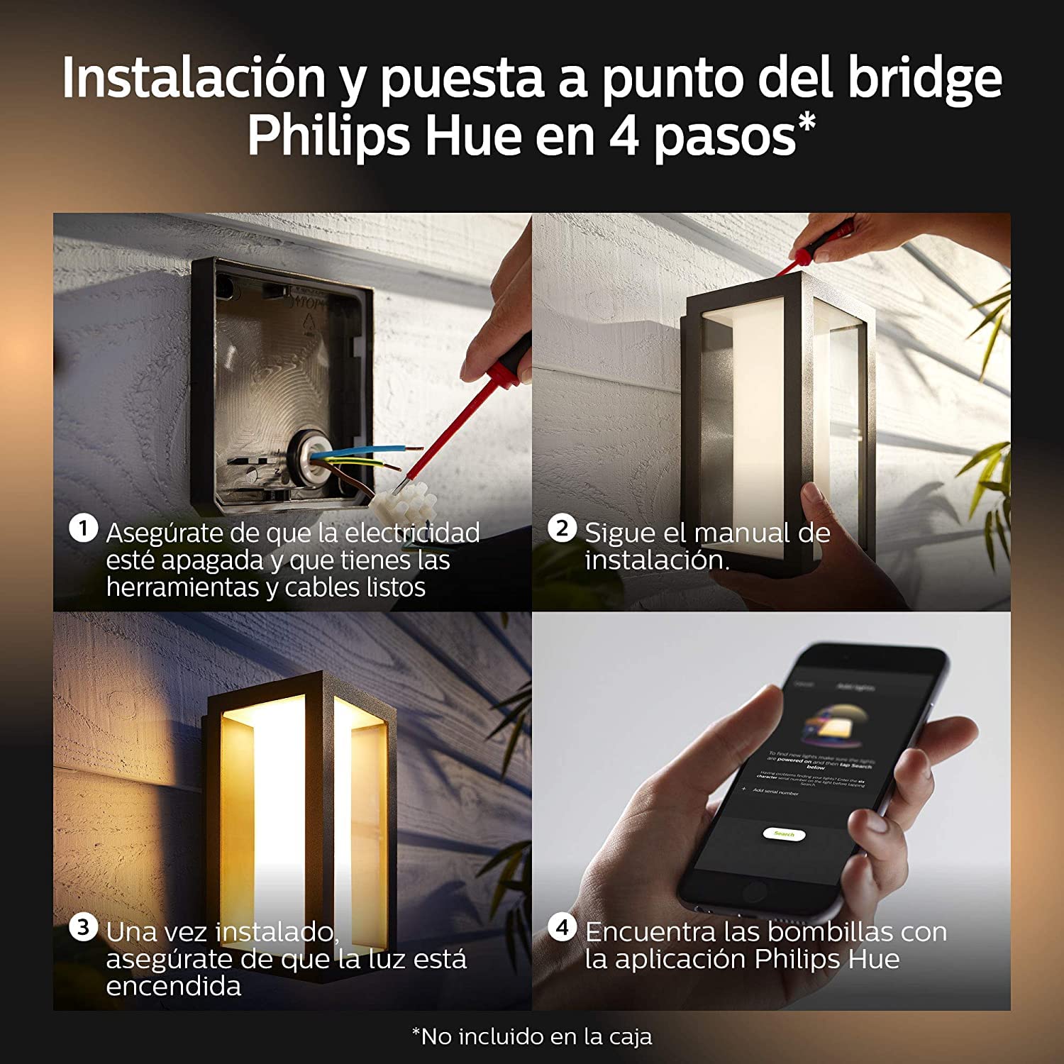 Philips Hue Impress Aplique de pared exterior negro LED inteligente, luz led blanca y luces de colores, compatible con Amazon Alexa, Apple HomeKit y Google Assistant