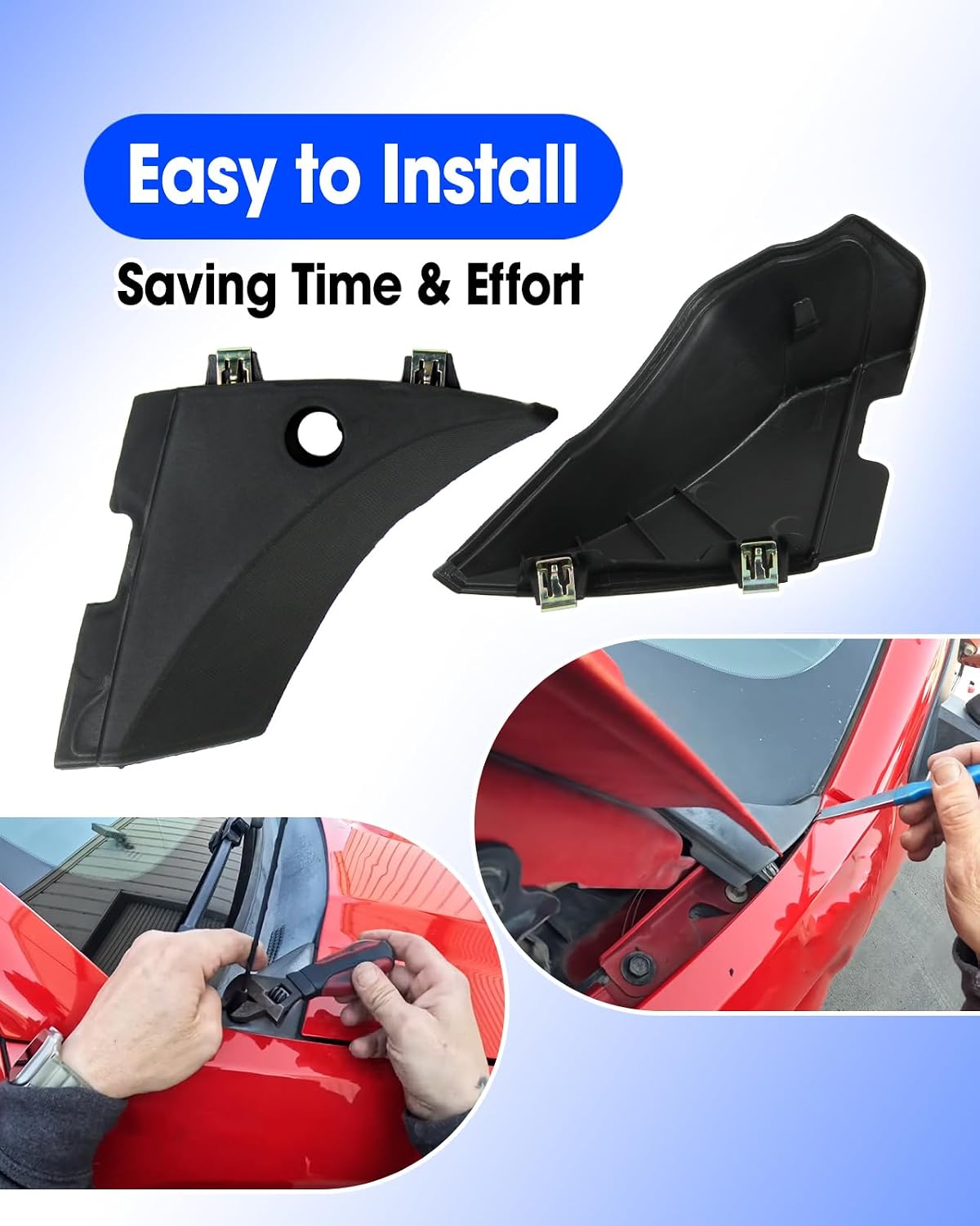 1 Pair Left & Right Side Windshield Wiper Cowl Cover Panel Set Fit for GMC Sierra 2014-2019 Chevy Silverado 1500 2500 3500 2014 2015 2016 2017 2018 2019 Replace 23178017 22776513 with Metal Buckle