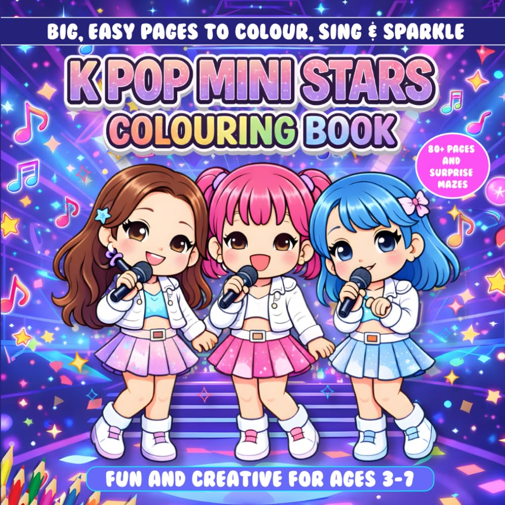K POP MINI STARS COLOURING BOOK: FUN and CREATIVE for ages 3-7