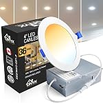 Onyx - Home Solutions 4 1 cm 5CCT LED Lumières de pot avec boîte de jonction, lumières encastrées sans canles pour des plafonds bas, 2700K/3000K/3500K/4000K/5000K Changements - Dimmable IC Lumière de descente, 10W 700LM, 1-Pack