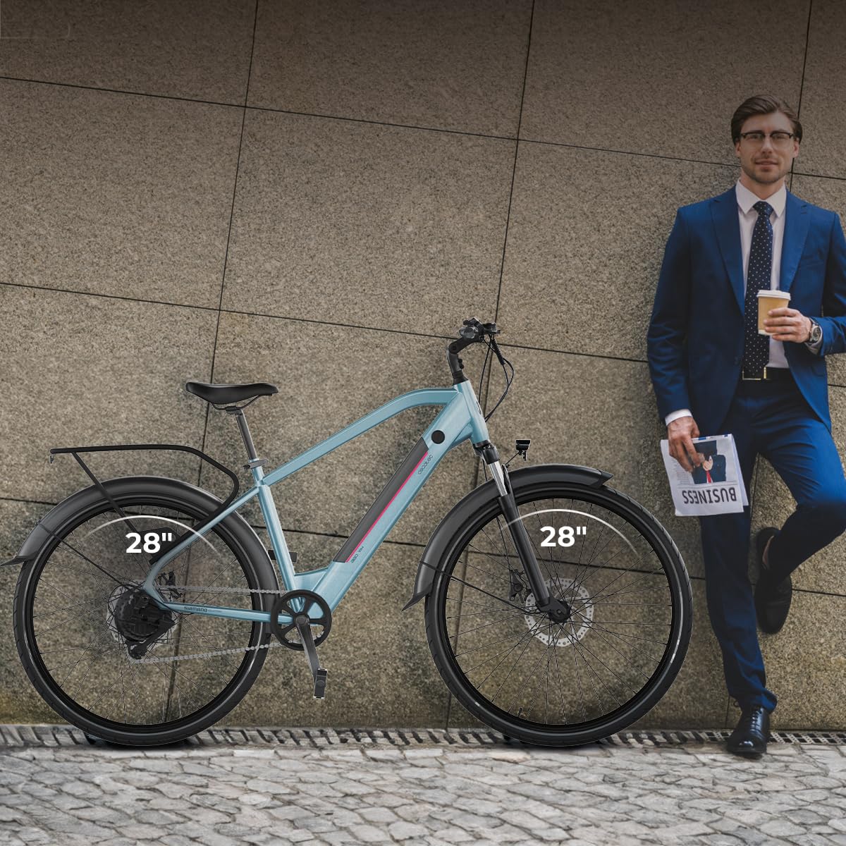 Cecotec Vélo Électrique Urban Pro. 250W, Roues 28", Autonomie 90Km, Batterie 460Wh, Suspension Avant, Dérailleur Shimano 7 Vitesses et Frein Hydraulique à Double Disque