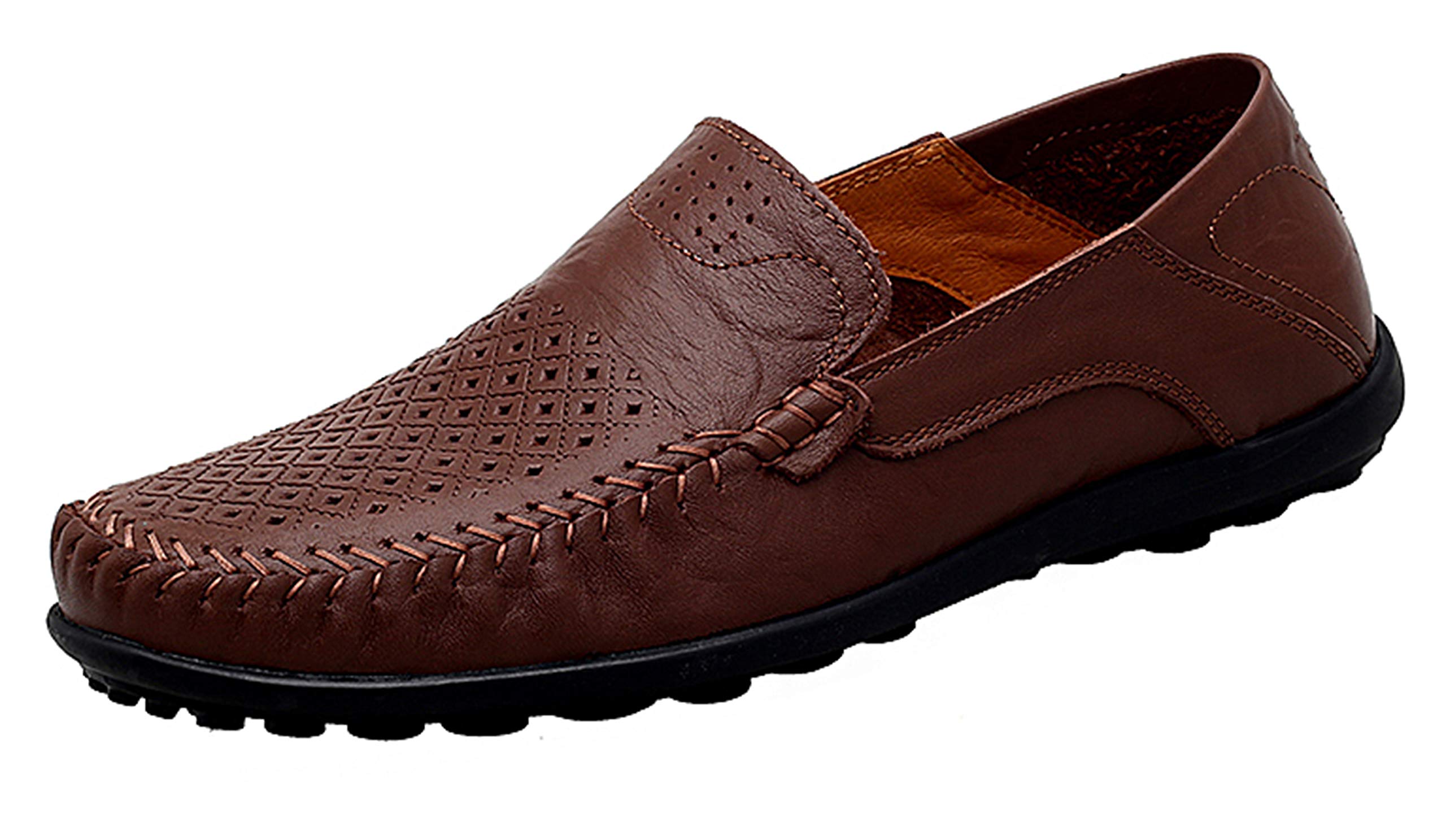 Go TourMen's Premium Genuine Leather Casual Slip on Loafers Breathable Driving Shoes Fashion Slipper