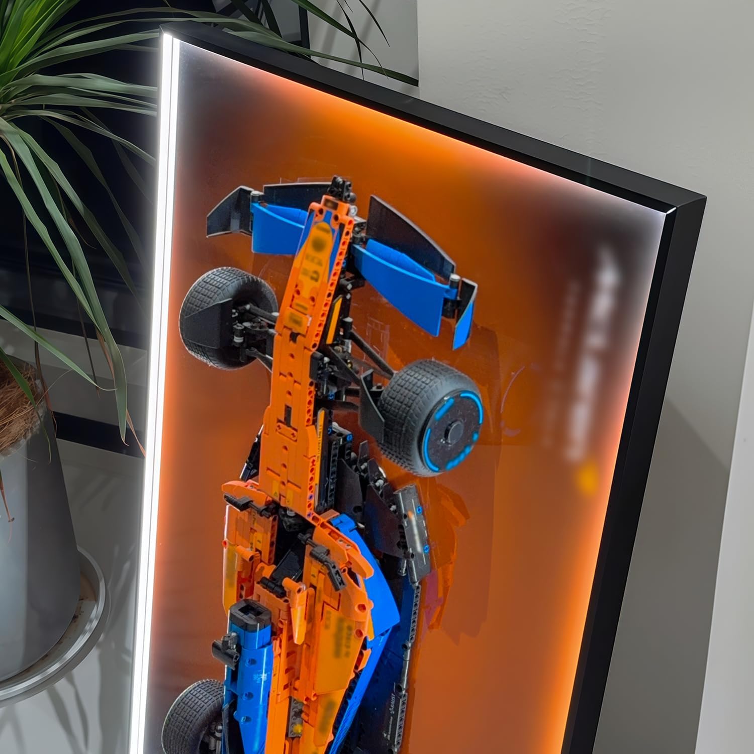 iLuane Display Wallboard for LEGO 42141-2 Technic McLaren 2022 Replica Model Car Building Sets, Adult Collectibles Wall Mount, Room or Office Decor, Built-in LED Lighting (No Car Included)