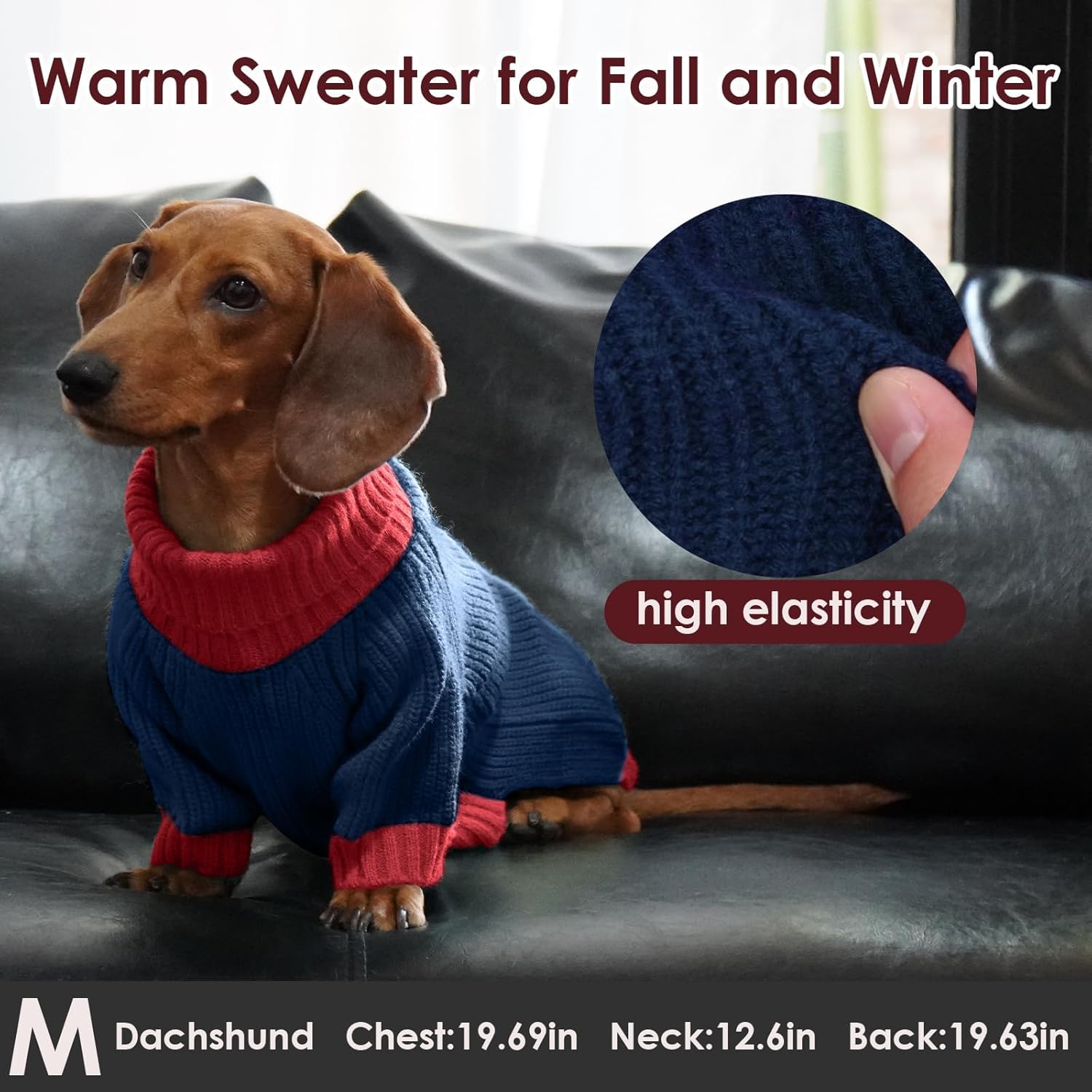 Dog Sweater XL, Turtleneck Sweaters for Large Dogs Girl Boy, Thermal Knit Sweatshirt with Leash Hole, Warm Big Dog Christmas Sweater for Beagle Cocker Spaniel, NavyBlue XL