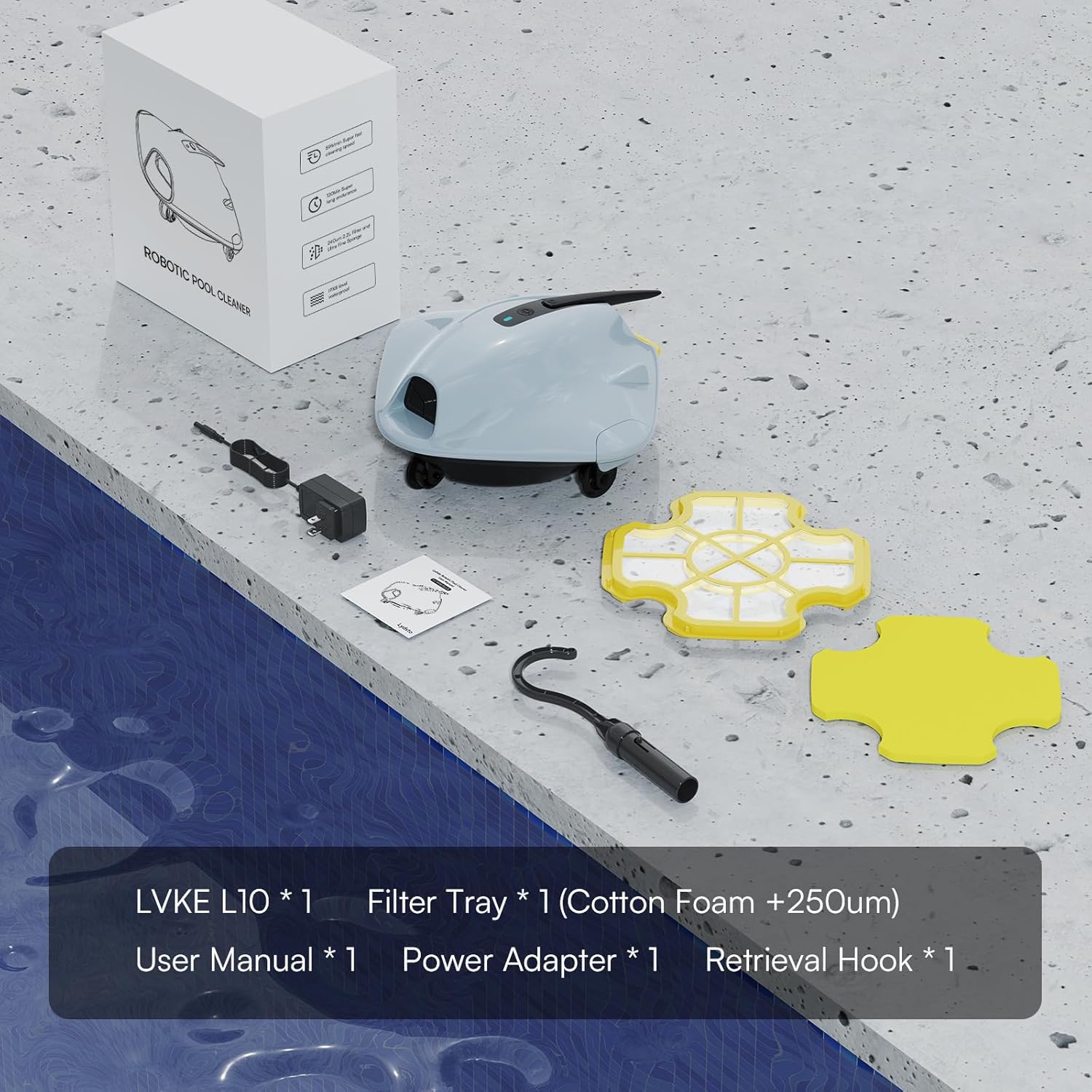 LVKE Cordless Robotic Pool Cleaner, Automatic Pool Vacuum with Upgraded Obstacle Crossing, 120 Mins, Double Filters, Dirt Lock Technology, LED Indicator, Ideal for Above Ground Flat Pools, Green