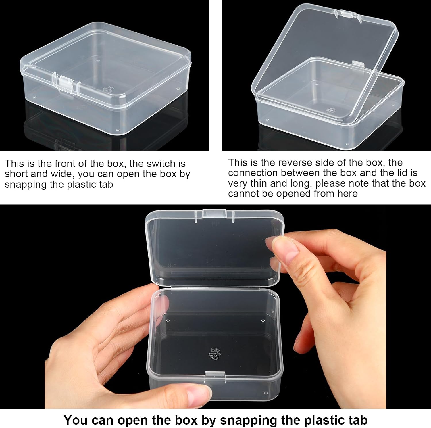 SATINIOR 300 Packs Clear Small Plastic Containers Transparent Storage Box with Hinged Lid in Bulk for Jewelry Hardware Crafts Small Items (2.12 x 2.12 x 0.8 Inches)