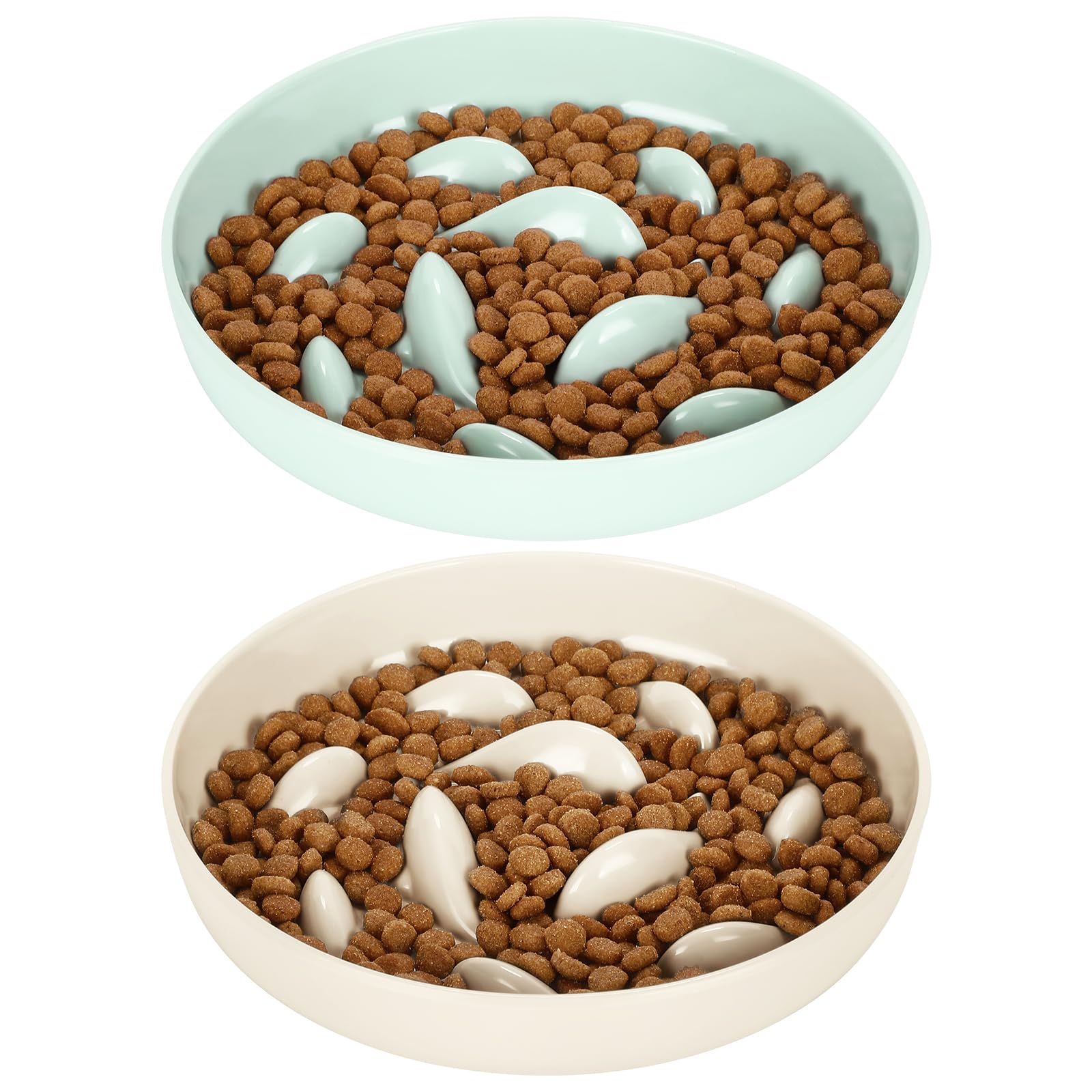 PETTOM 2 Pack Slow Feeder Cat Bowls Melamine 16x2.8cm(6.3x1.1in)