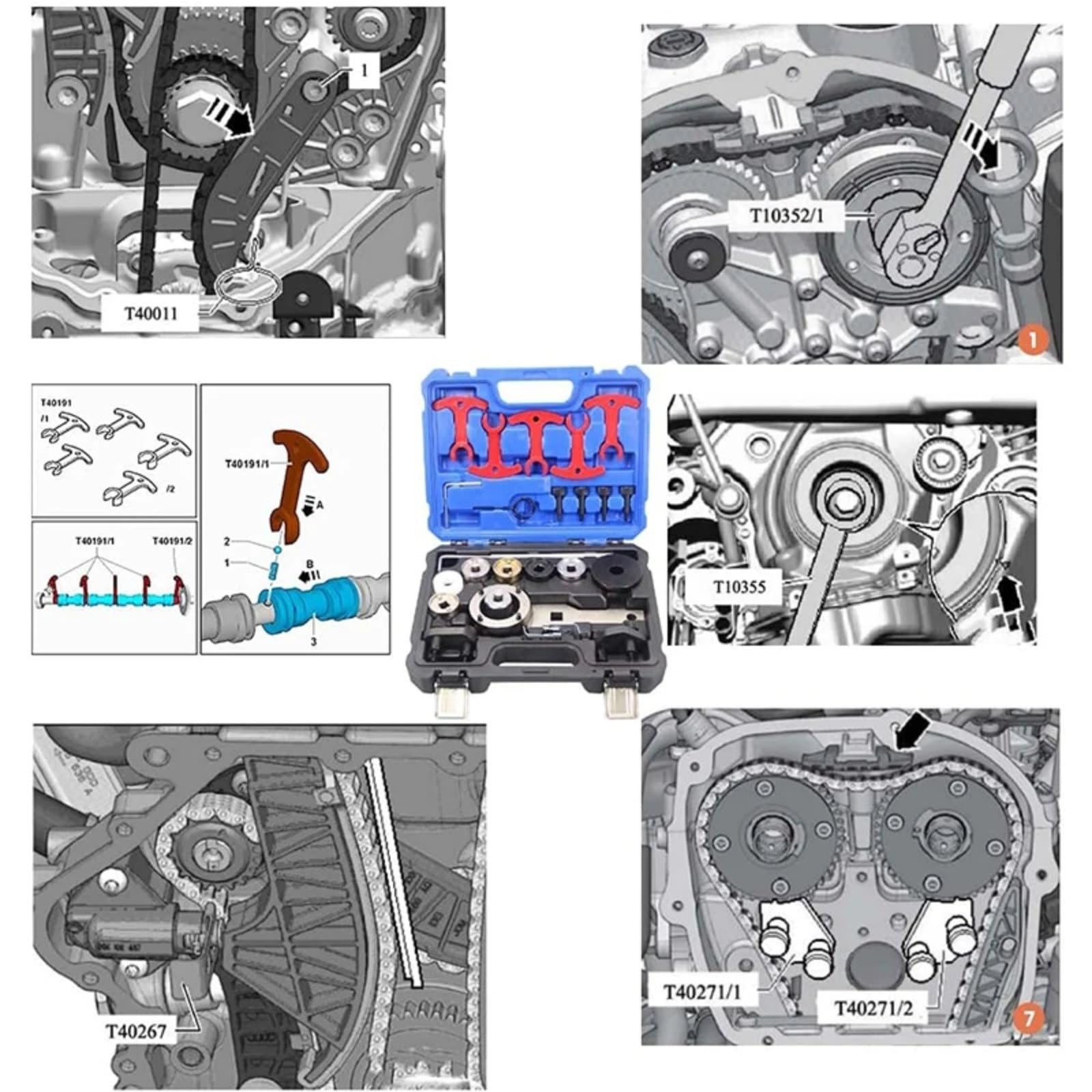 Compatibile Con Per Magotan Per Tiguan Per Passat Per CC 1.8T 2.0T EA888 Set Di Strumenti Per Posizione Di Fasatura Albero Motore T10355 T10352 Kit Messa Fase Motore