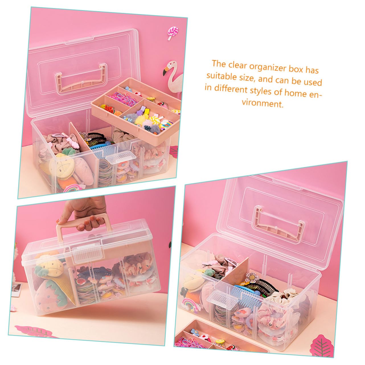 Caja de Almacenamiento Transparente con Asa Tapa Fácil de Abrir Organizador Multipropósito para Hogar Oficina y Escuela Contenedor Apilable para Ordenación