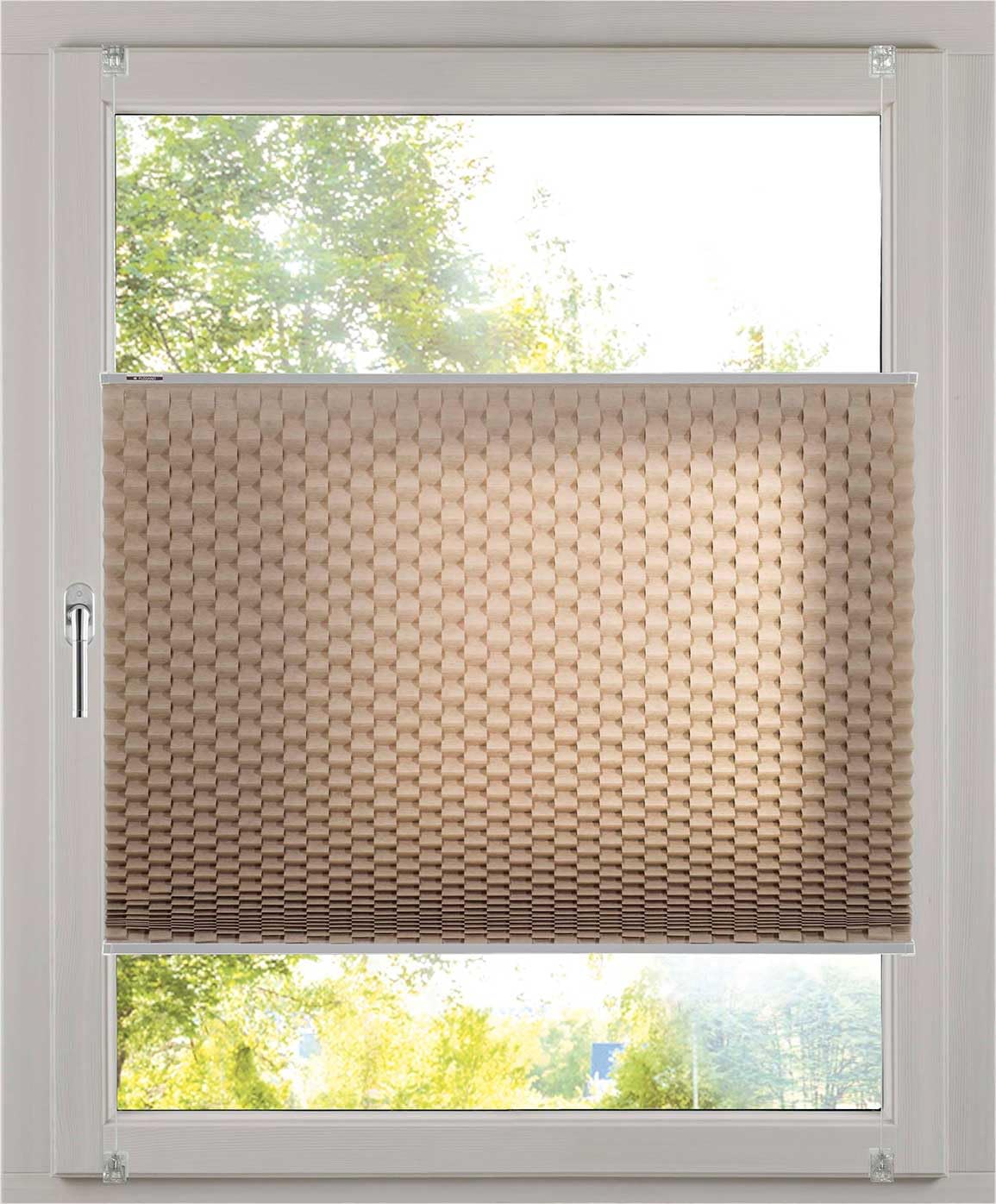 K-Home Klemmfix Pleated Blind 3D Effect Taupe 75 x 130 cm