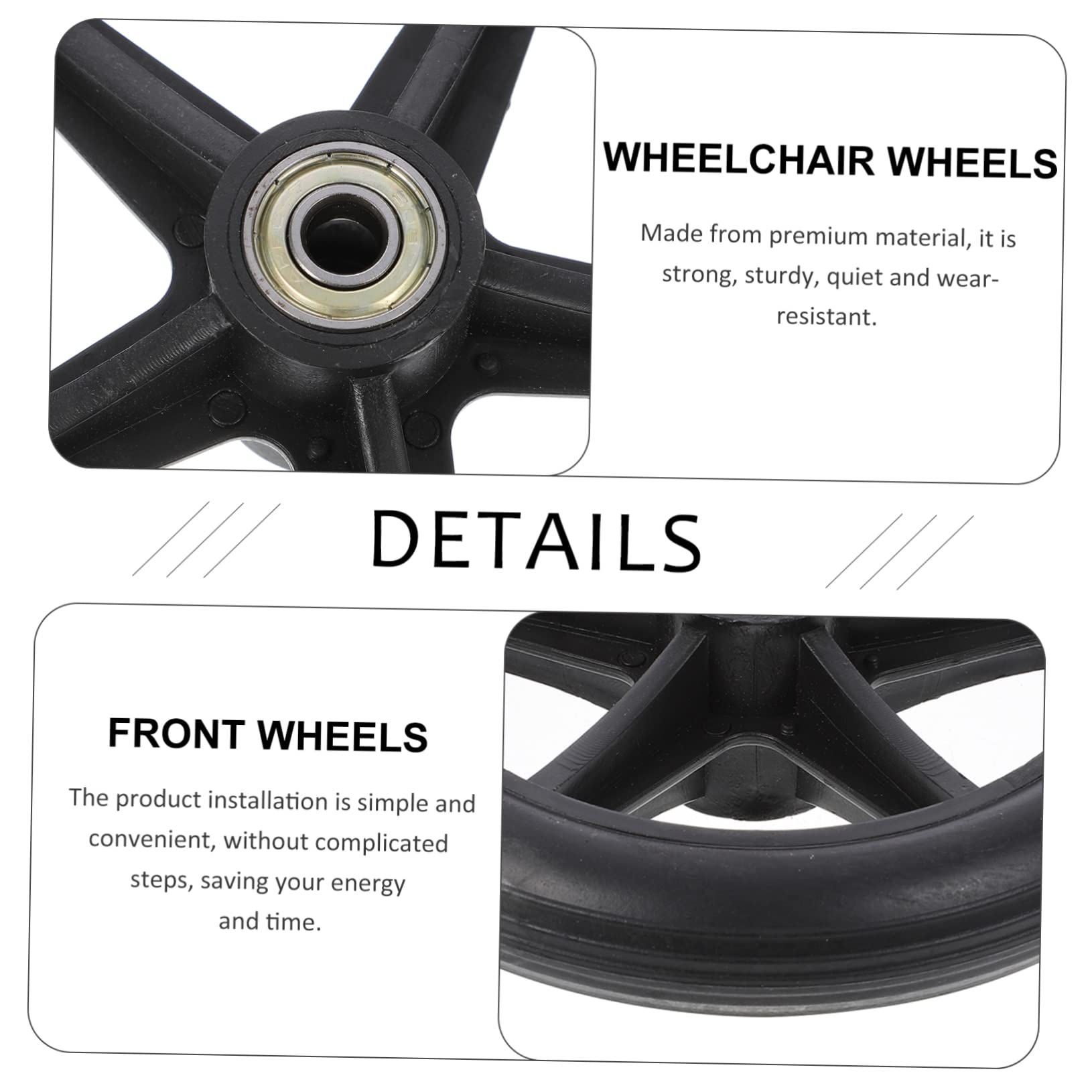 FOMIYES Wheelchair Supplies 4pcs Replacement Front Wheels Easy Install for Wheelchair Parts