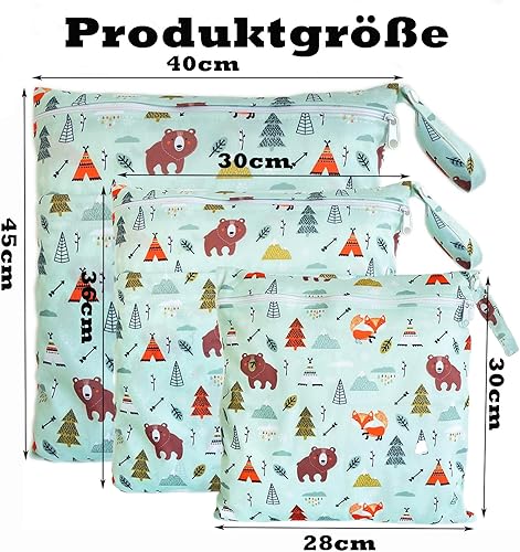 Miniatura 10 de Bolsa para pañales de tela, 2 bolsas impermeables y reutilizables con bolsillos con cremallera, lavable, reutilizable para viajes, playa, piscina,