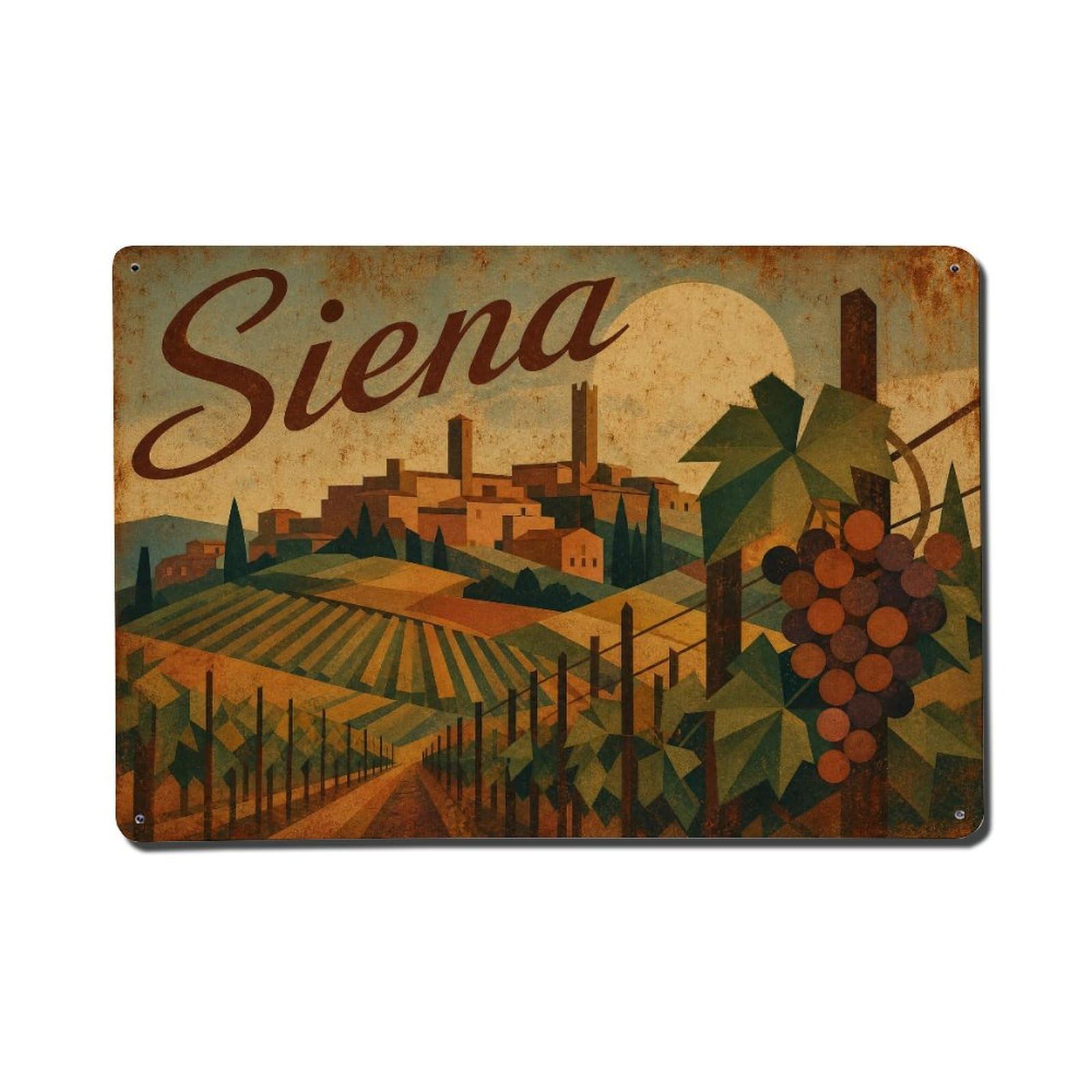 Huiyhb 8X12inch(20X30cm) Vintage Travel Siena Tuscan Vineyard Countryside Italy Metal Tin Sign