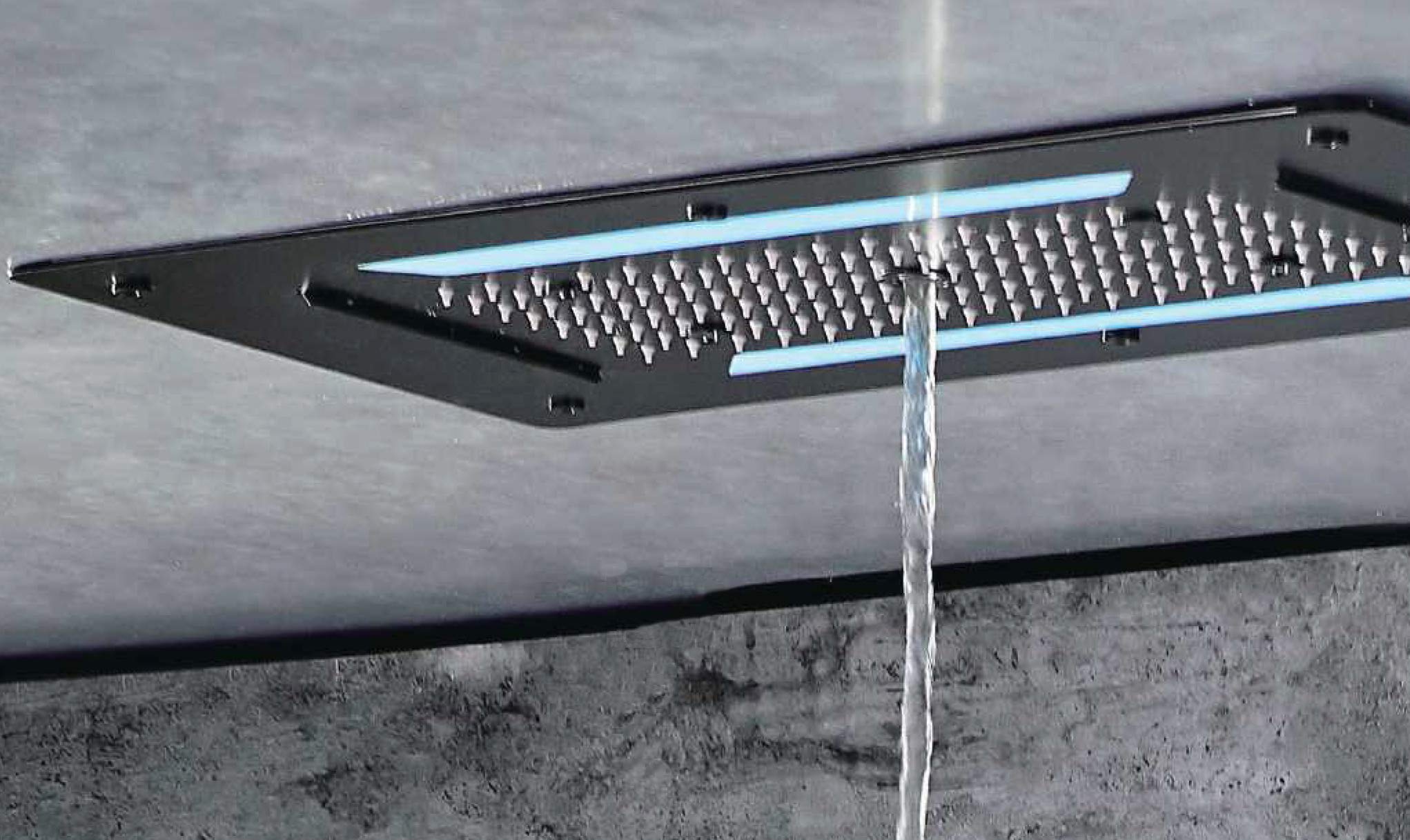 Soffione a incasso, soffione con installazione a soffitto XXLDPG5030 - nero - 70 x 38 cm