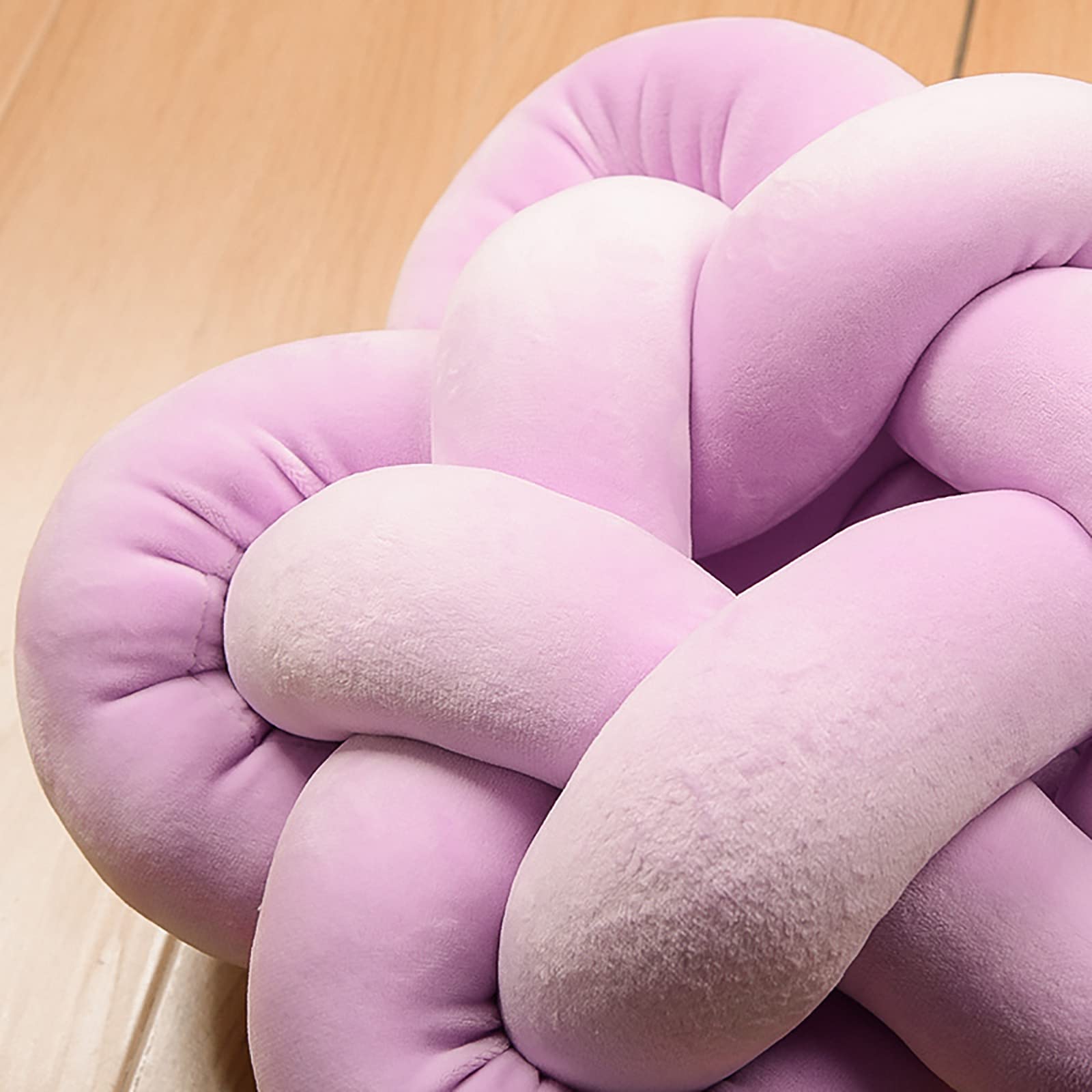 Noeud Coussin d'oreiller Oreiller À Noeud Rond Fait À La Main Noeud Boule Oreillers en Peluche Coussin Coussin en Peluche Coussins Tresse Décoratifs Noeud Oreiller,Light Khaki,32 * 32cm