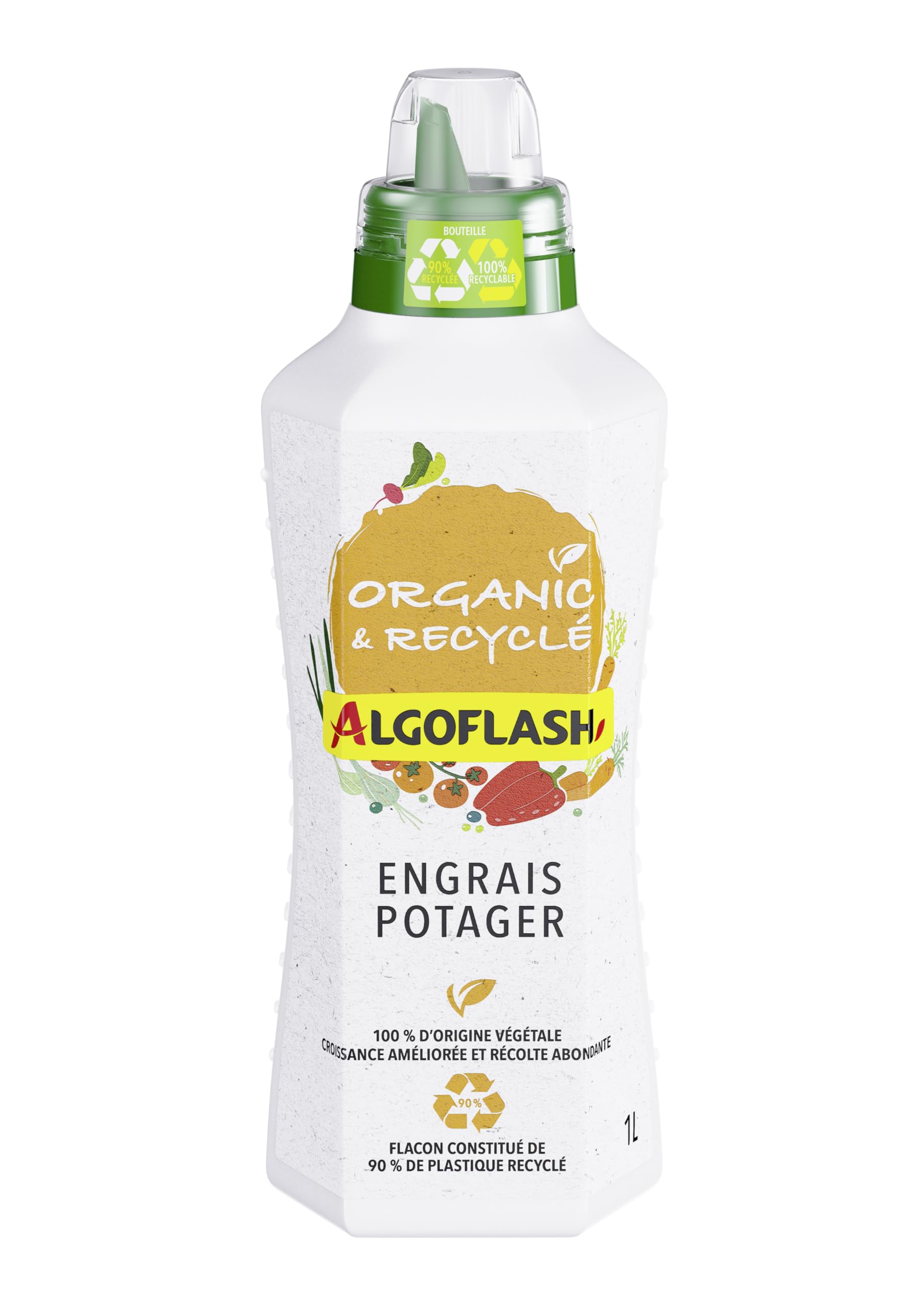 ALGOFLASH Organic & Recyclé Engrais Liquide Potager 1 L UAB, ALIPOTRECY1