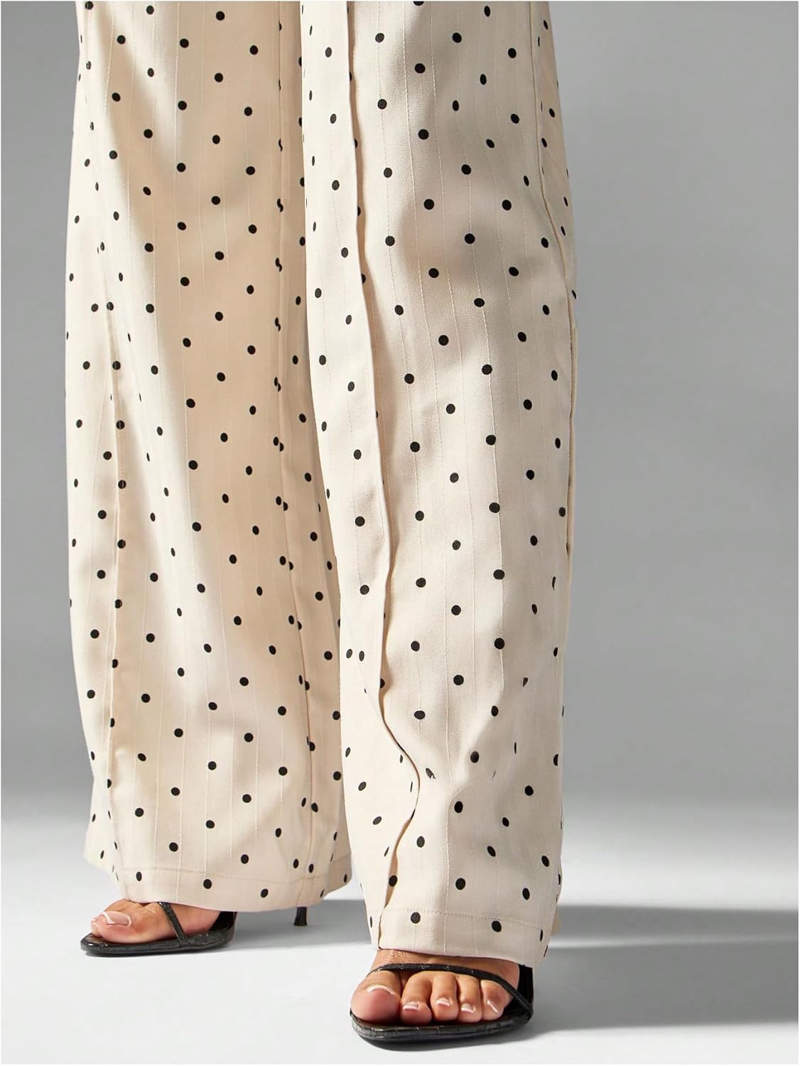 MakeMeChic Women's Polka Dots High Waist Dress PantsWork Office Wide Leg Trousers