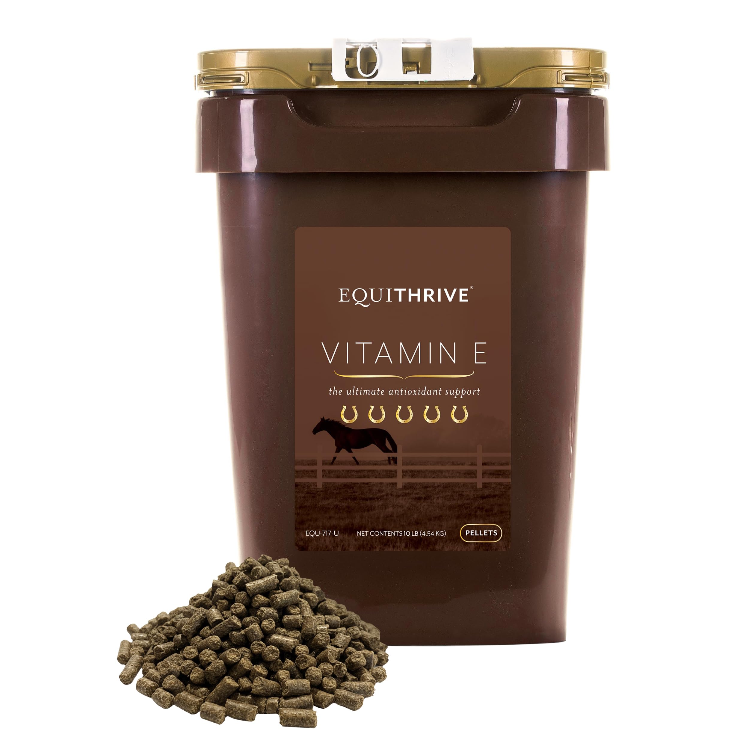 Equithrive Vitamin E Pellets for Horses with Omega 3, Antioxidant Support, Equine Products and Supplies, 10 lbs