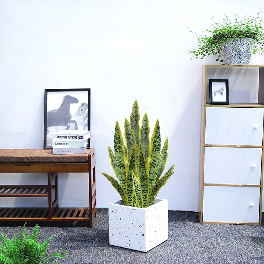 Ollain 4 PCS Artificial Sansevieria Plants 30" Fake Snake Branches Faux UV Resistant Plant for Indoor and Outdoor Home Garden Office Tabletop Floor Decorations - Image 3