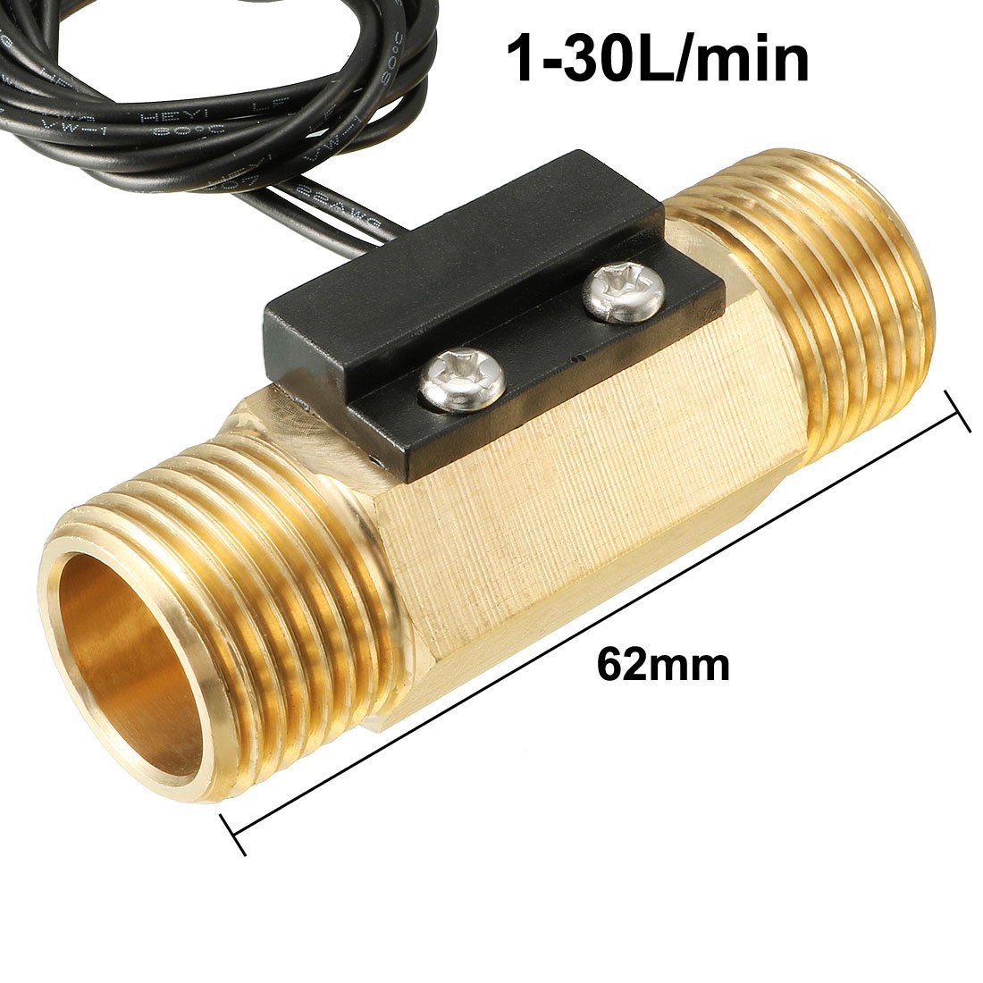 sourcing map G1/2" Capteur débit eau liquide commutateur capteur liquide effet Hall laiton DC250V 70W1-30L/min