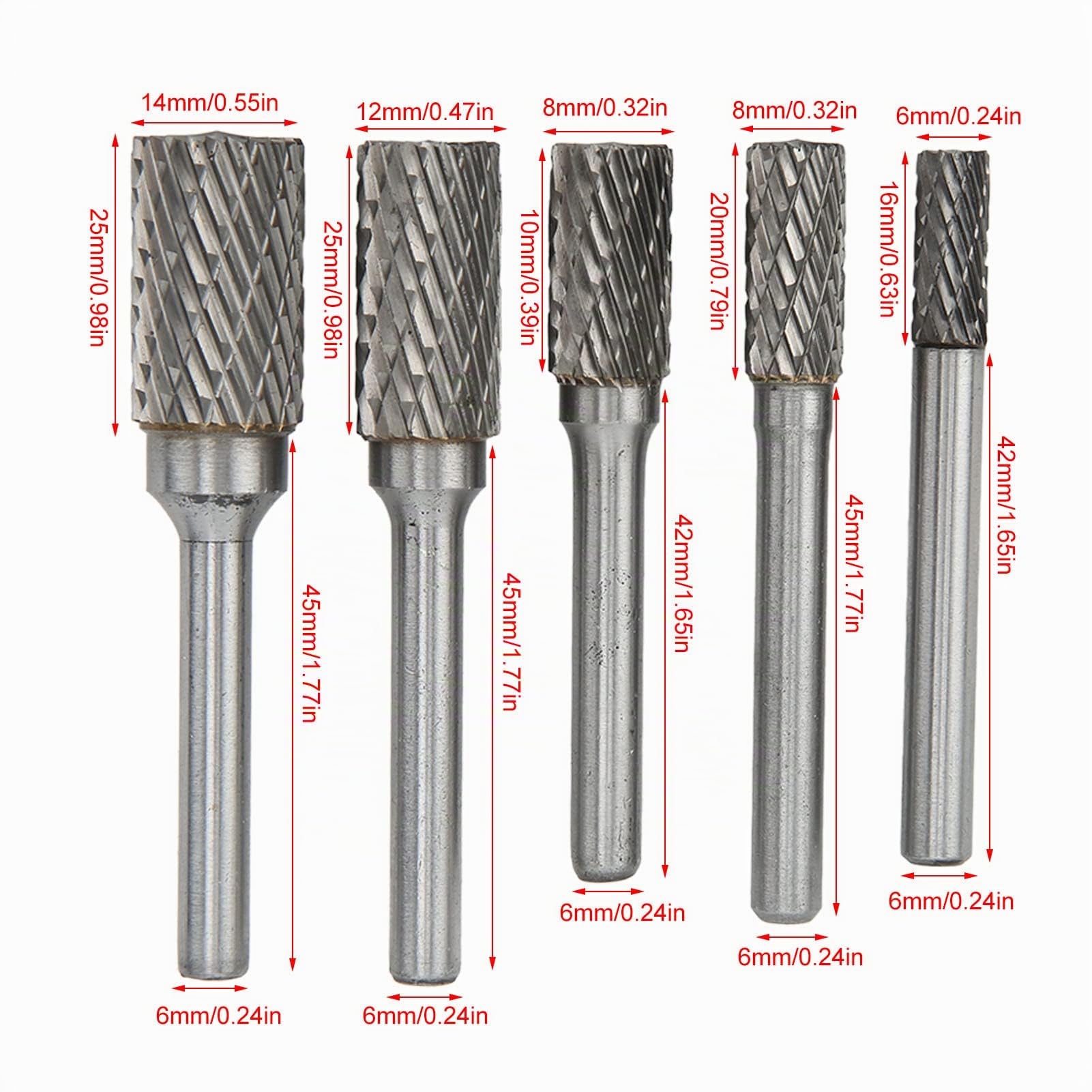 Yctze Frese in Metallo Duro a Doppio Taglio Set di Lime Rotanti Frese da Taglio Shan da 6 Mm Utensile per Lima Rotante Utensile per Sbavatura Rotante per Rettifica Lime Rotanti