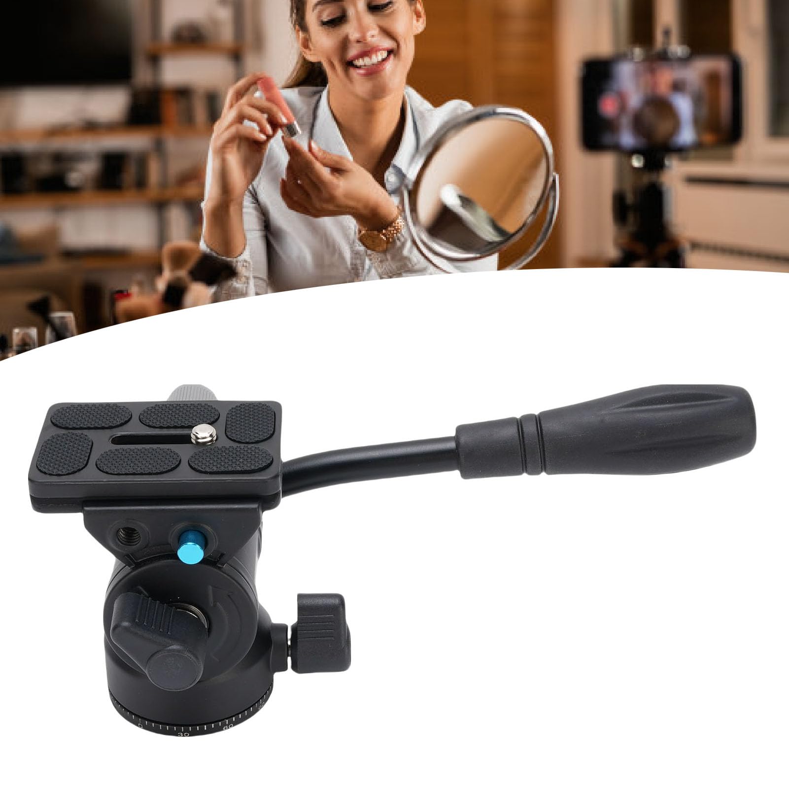 Eujgoov Testa per Treppiede, Lega di Alluminio, Testa Video Idraulica Panoramica a 360 Gradi, capacità di Carico di 5 Kg per Fotocamere DSLR