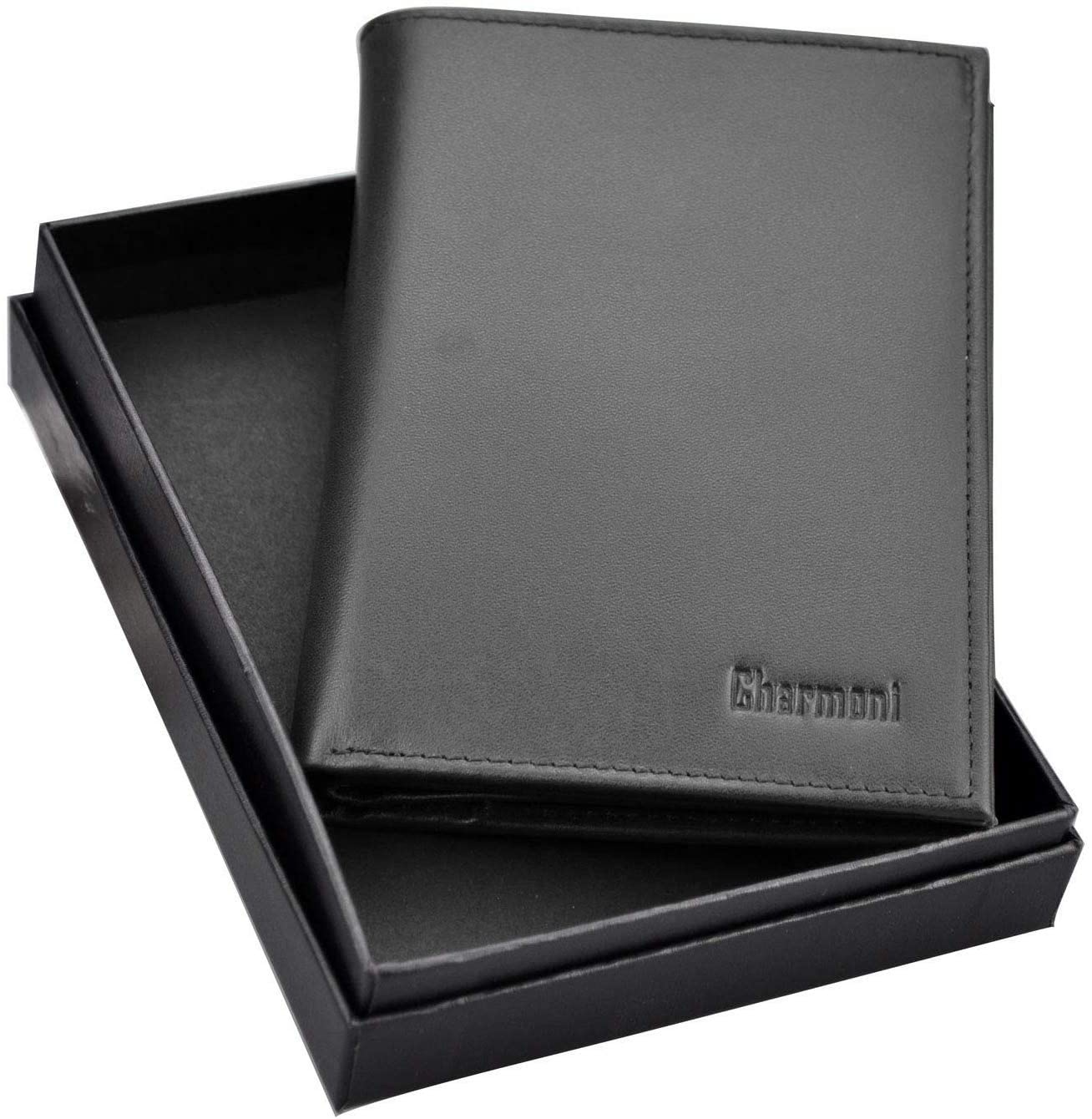 Charmoni Cartera de piel con protección RFID y bloqueo para hombre, 12v Rfid Negro, talla única