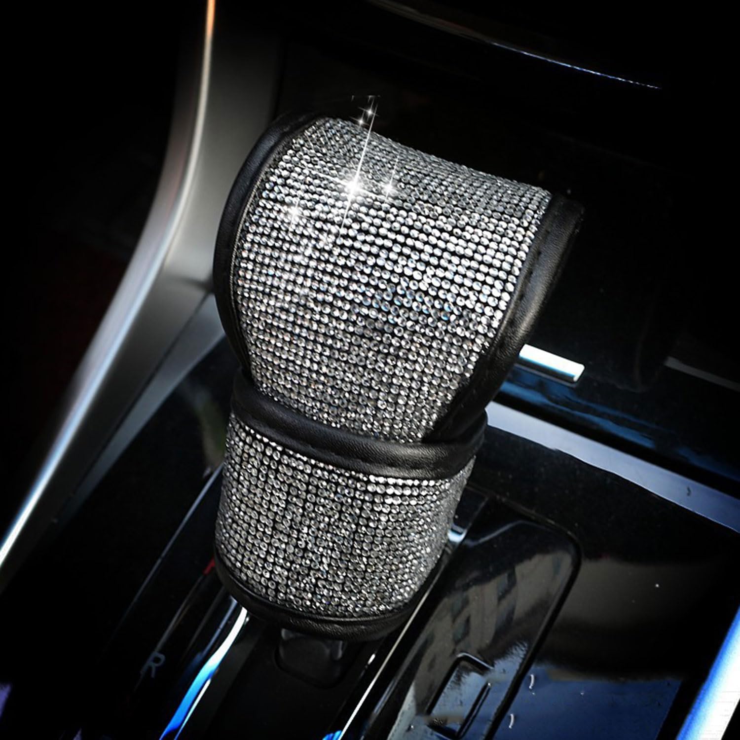 Bling Bling Auto Gear Shift Knob Cover,Auto Shift Gear Cover with Crystal Glitter Bling Rhinestones,Car Knob Gear Stick Protector (Small White Diamond)