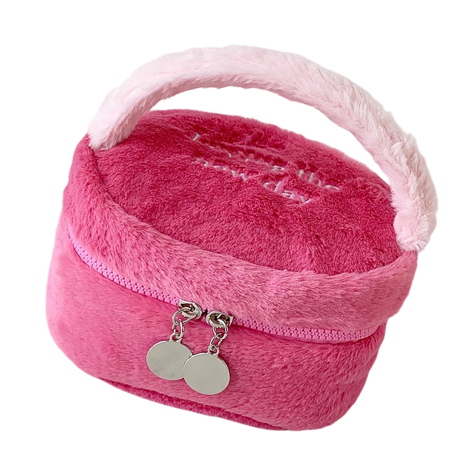 Nvoqilin Rose Red Multipurpose Plush Cosmetic Case With Sturdy Handles For Quick Access Travel Toiletry Bag