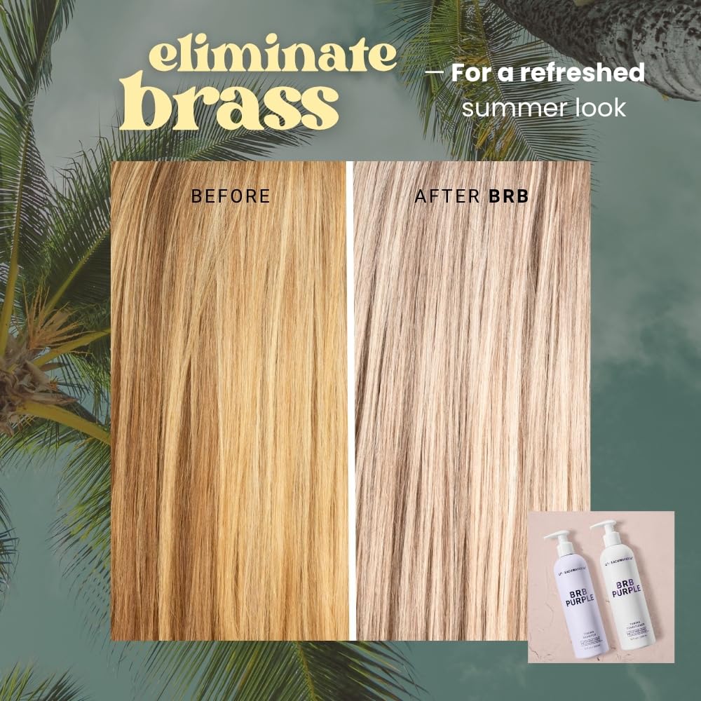 The Beachwaver Co. BRB Blonde Purple Shampoo - Full Size (12 Oz) | Anti-Brass Toning Conditioner w/HiX Vegan Bond Multipliers | Moisturizing, Sulfate-Free Formula for Blonde & Grey Hair - Image 2