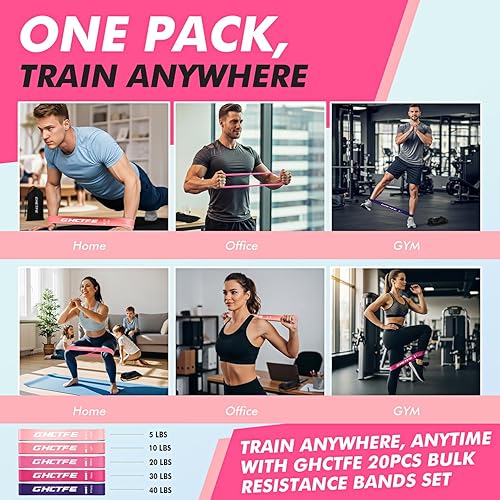 Miniatura 5 de 20PCS Resistance Bands Bulk Set for Trainers, Small Groups & Fitness Classes, Mini Bands for Glutes, Legs, and Core Workouts, Loop Exercise Bands