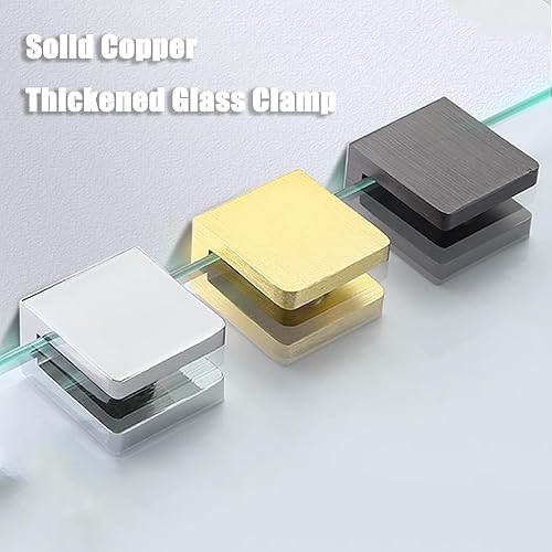 Miniatura 4 de KUMGROT 4 clips de estante de ducha de vidrio U abrazadera estante sin taladro soporte ajustable hardware para 0.315-0.394 in vidrio dorado