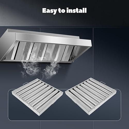 Miniatura 5 de Filtros de capó, filtro de campana extractora de grasa de 7 ranuras, filtro de grasa deflector de acero inoxidable 430, filtro de 19.5 x 19.5