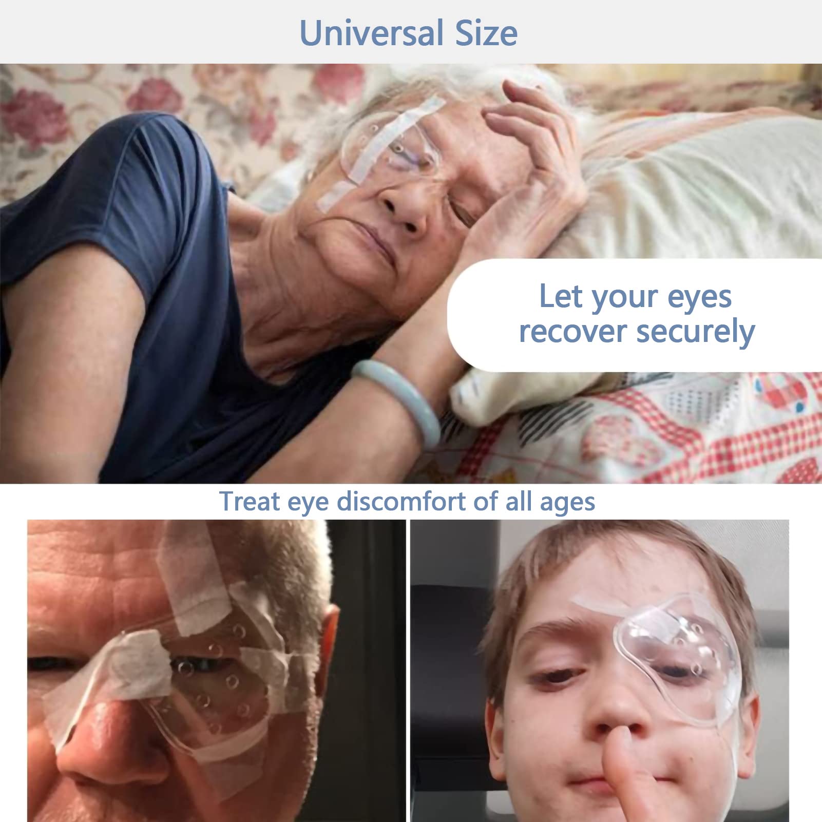 Protezione per Gli Occhi Dopo Operazioni, Trasparente, Ventilata Paraocchi, Clear Eye Protect Shield, Med Cataratta Sur-gery Proteggere la copertura (2 pezzi) (Modello con adesivo)