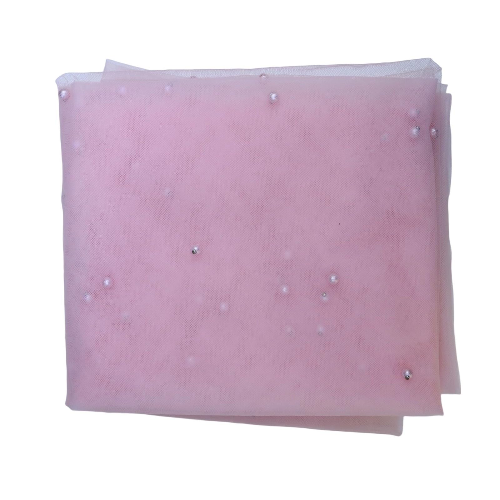 Nvoqilin B Stylish Net Table Cover Pearls Decorated Sheer Gauze Runner For Reception Anquet And Hotel Use Event Table Runner