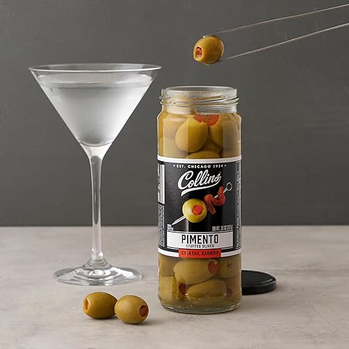 Miniatura 5 de Collins Colossal Martini - Aceitunas de pimiento  Guarnición prémium para cócteles, martinis y ensaladas, bandejas de aperitivos, embutidos, platos
