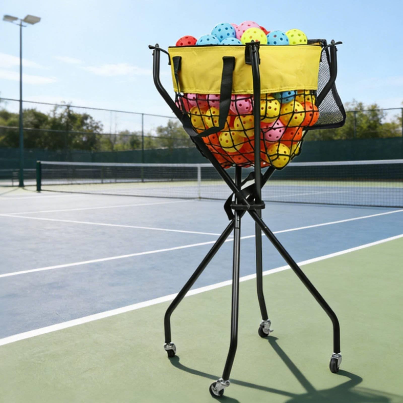 Carrello Portapalline da Tennis Portatile Organizer Sportivo Pieghevole Leggero Attrezzatura Sportiva per Allenatori, Istruttori
