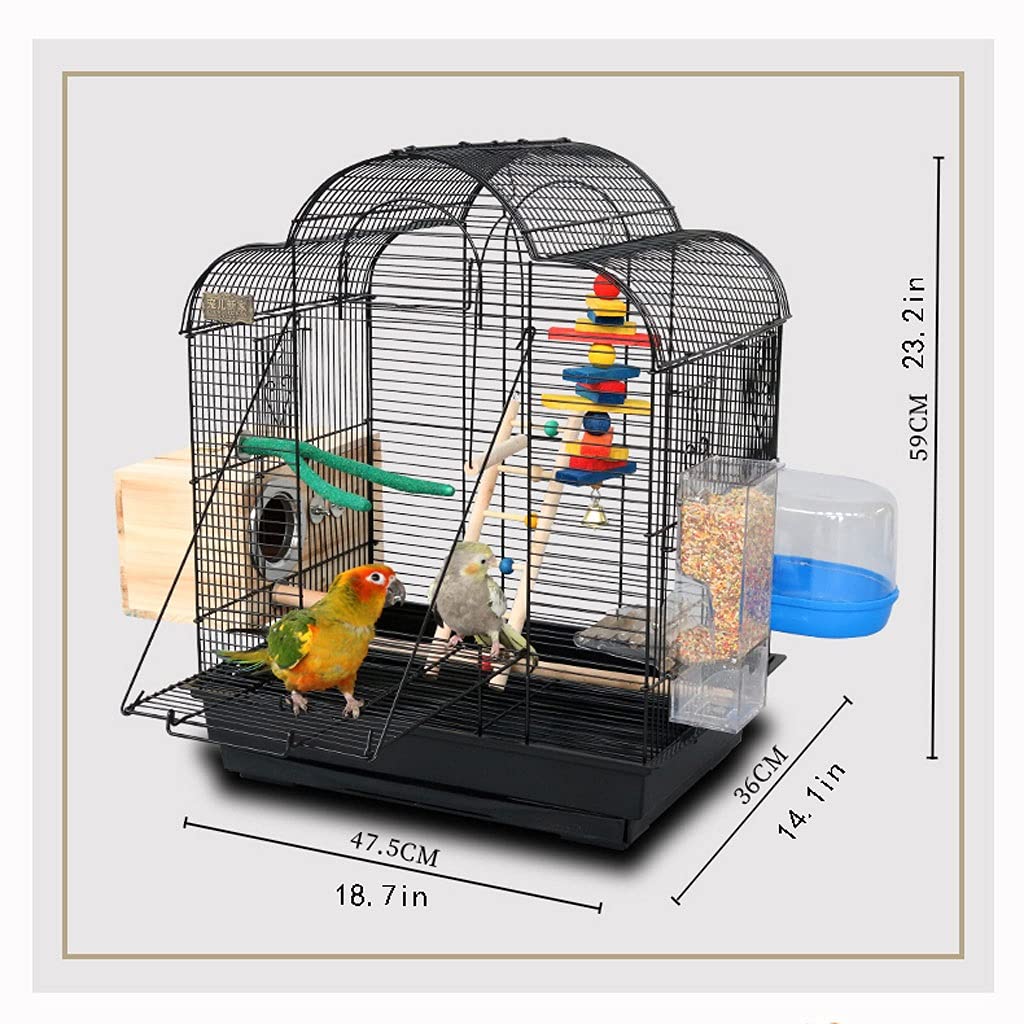 Gabbia Voliera Grande Gabbia per Uccelli in Metallo Dome Pappagallo Gabbia con Scatola di Allevamento e Alimentatore Gabbia per Uccelli per germani di storno canarino Amore Uccelli Bird Cage
