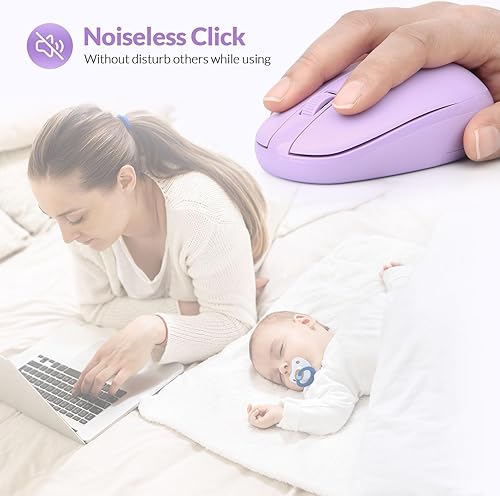 Miniatura 2 de Rii Ratón inalámbrico RM700 2.4G silencioso con receptor USB Nano para laptop, PC, Mac, Chromebook, ventanas (morado)