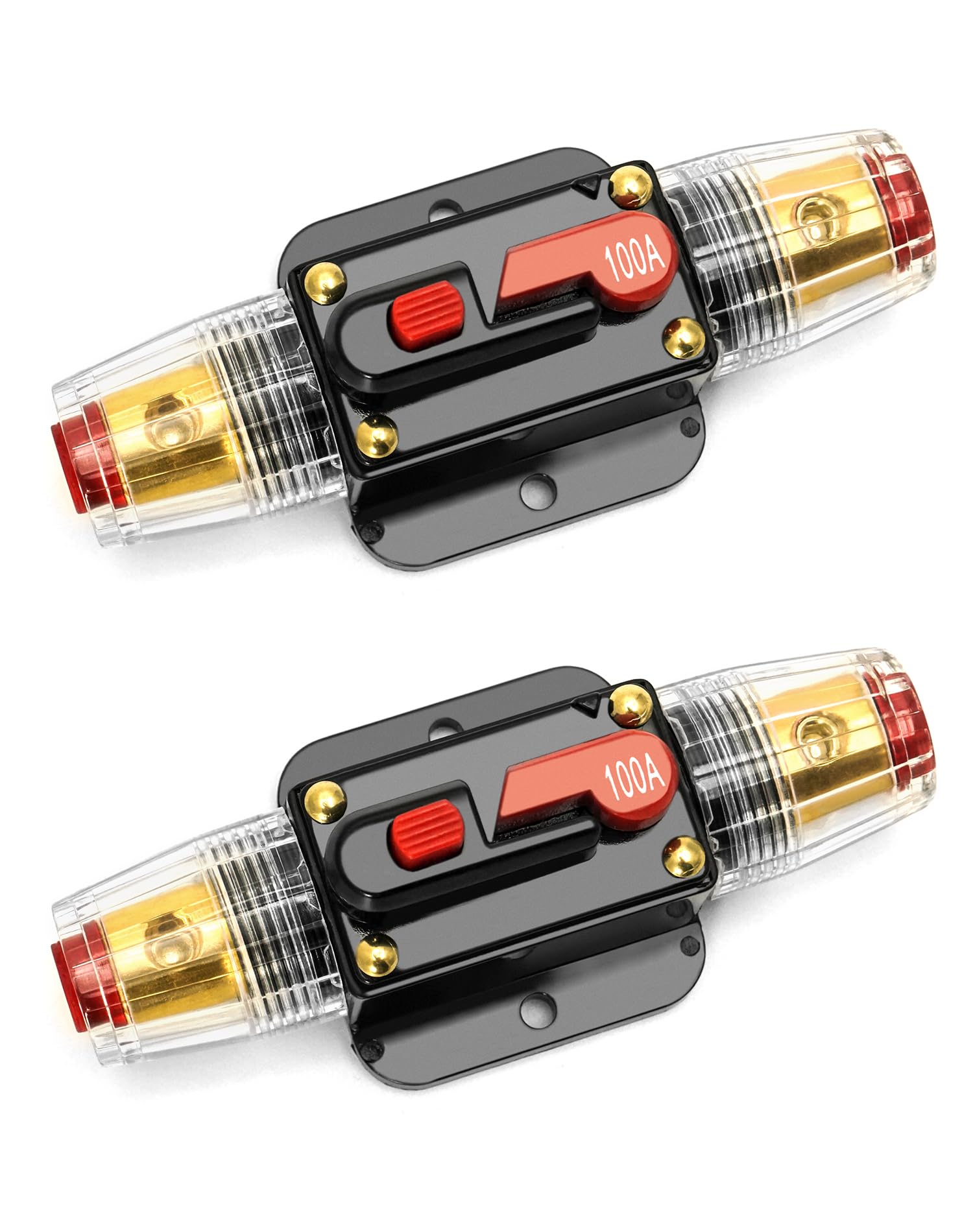 QWORK® 2 Stücke 12 V–24 V DC, Sicherungshalter Manuelle Rückstellung, Leistungsschalter mit manueller Rückstellung, für Kfz-Schutz-Stereoschalter zurücksetzen,100A