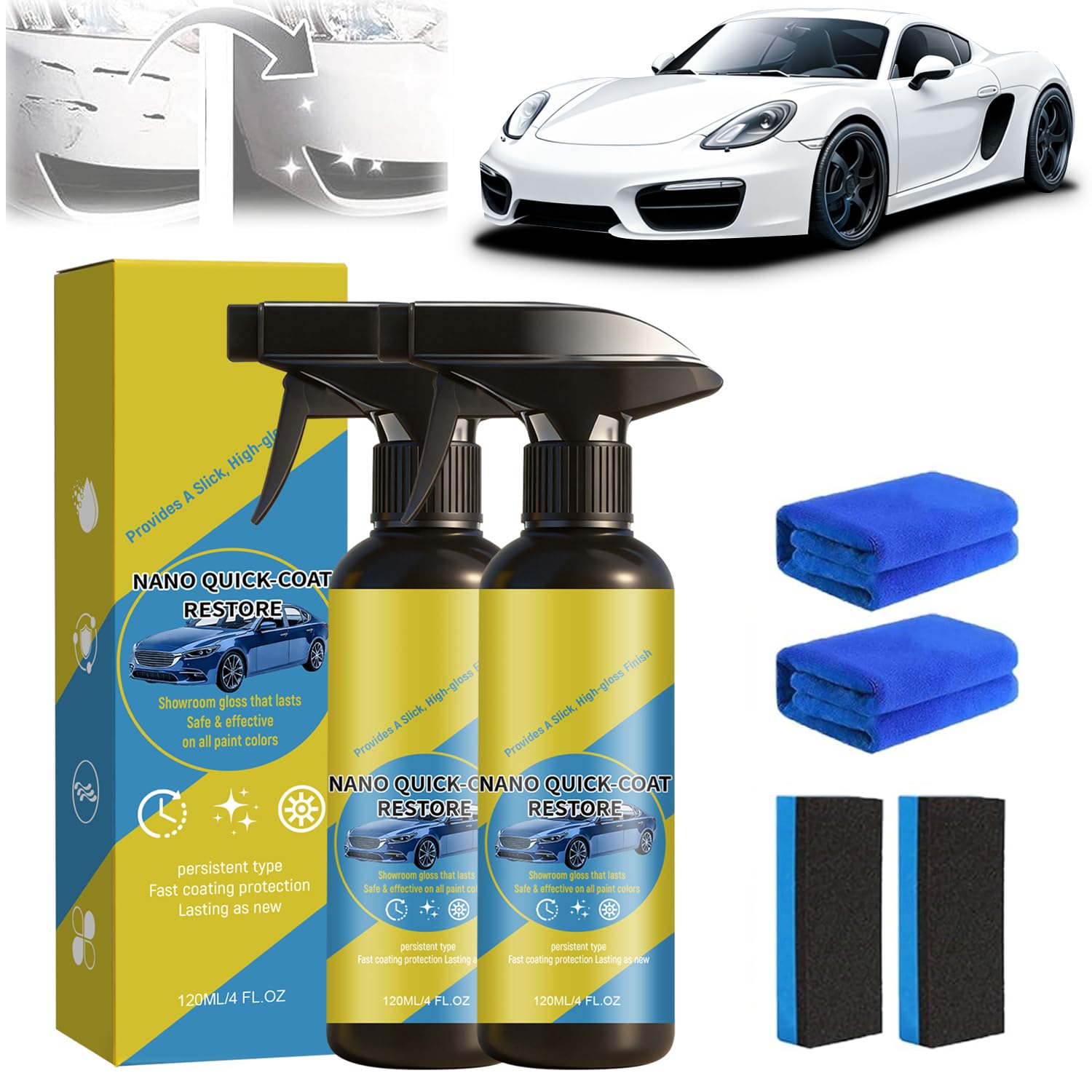 Photo 1 of 2PC Nano Quick Coat Restore,Quick Effect Coating Agent for Car,2026 Advanced Automobile Quick Coat Restore Spray,Car coating Spray for Dust Proof and Glazing Effects,Quick Shine for Auto Exterior