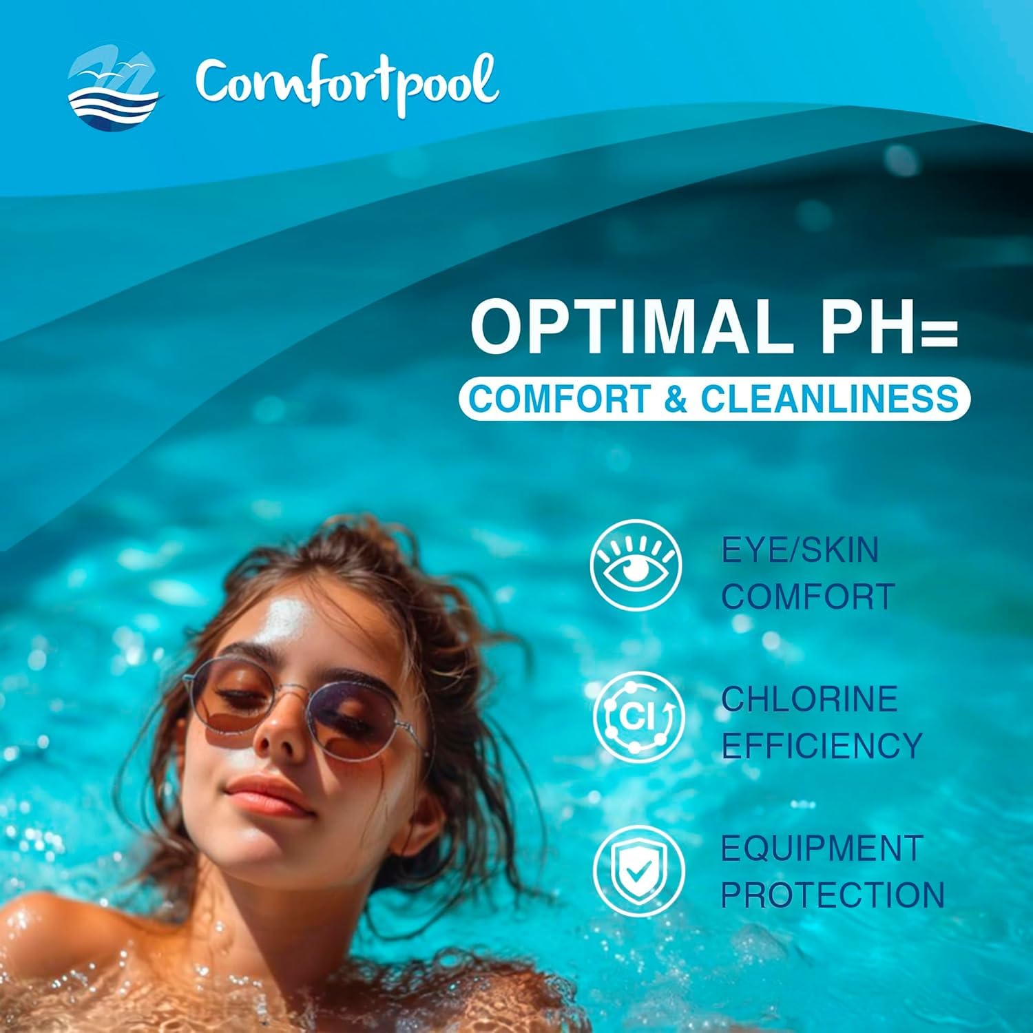Poudre pH plus | 1 kg | Augmente le pH | Pour une eau claire de la piscine | Comfortpool