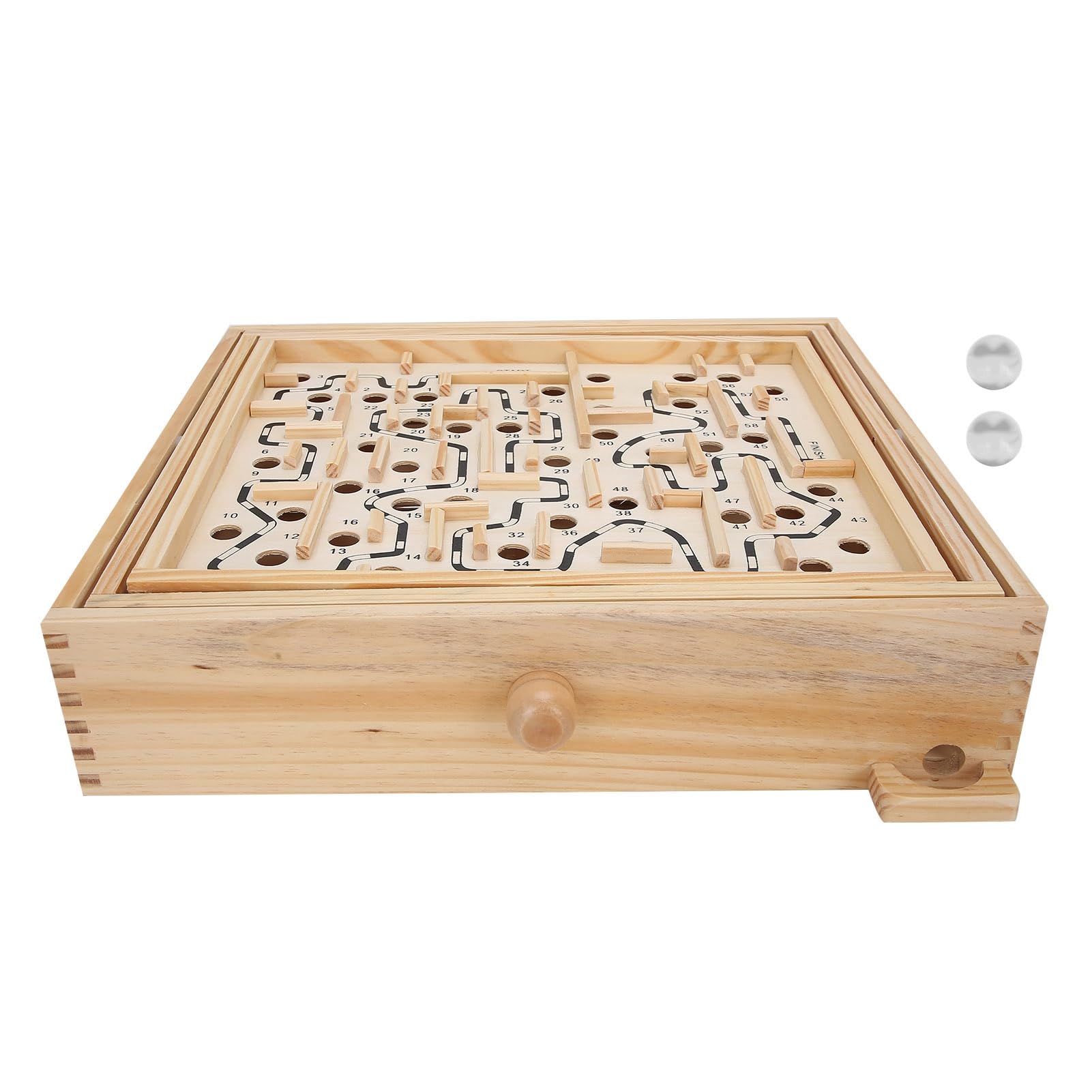 Brrnoo Juego de Laberinto de Madera, Juguete de Rompecabezas de Laberinto de Bola de Equilibrio con Esquinas Redondeadas Suaves para Adultos, Niños y Personas Mayores para Ejercitar
