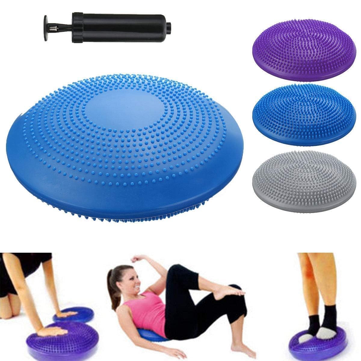 Exercise Balance Board, Inflated Balance Stability Disc Cushion | 13 Inches Diameter (Multicolour)-image-48
