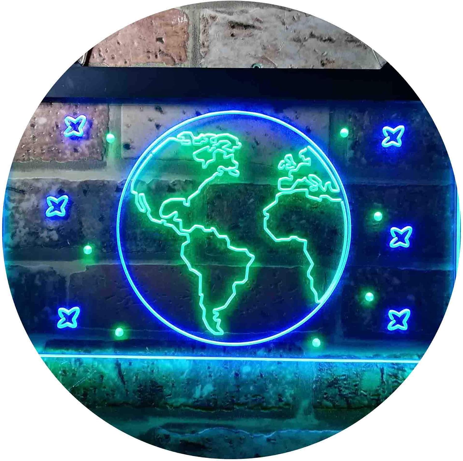 ADVPRO The Earth Planet Galaxy Space Kid Room Dual Color LED Neon Sign Green & Blue 12 x 8 Inches st6s32-i3705-gb