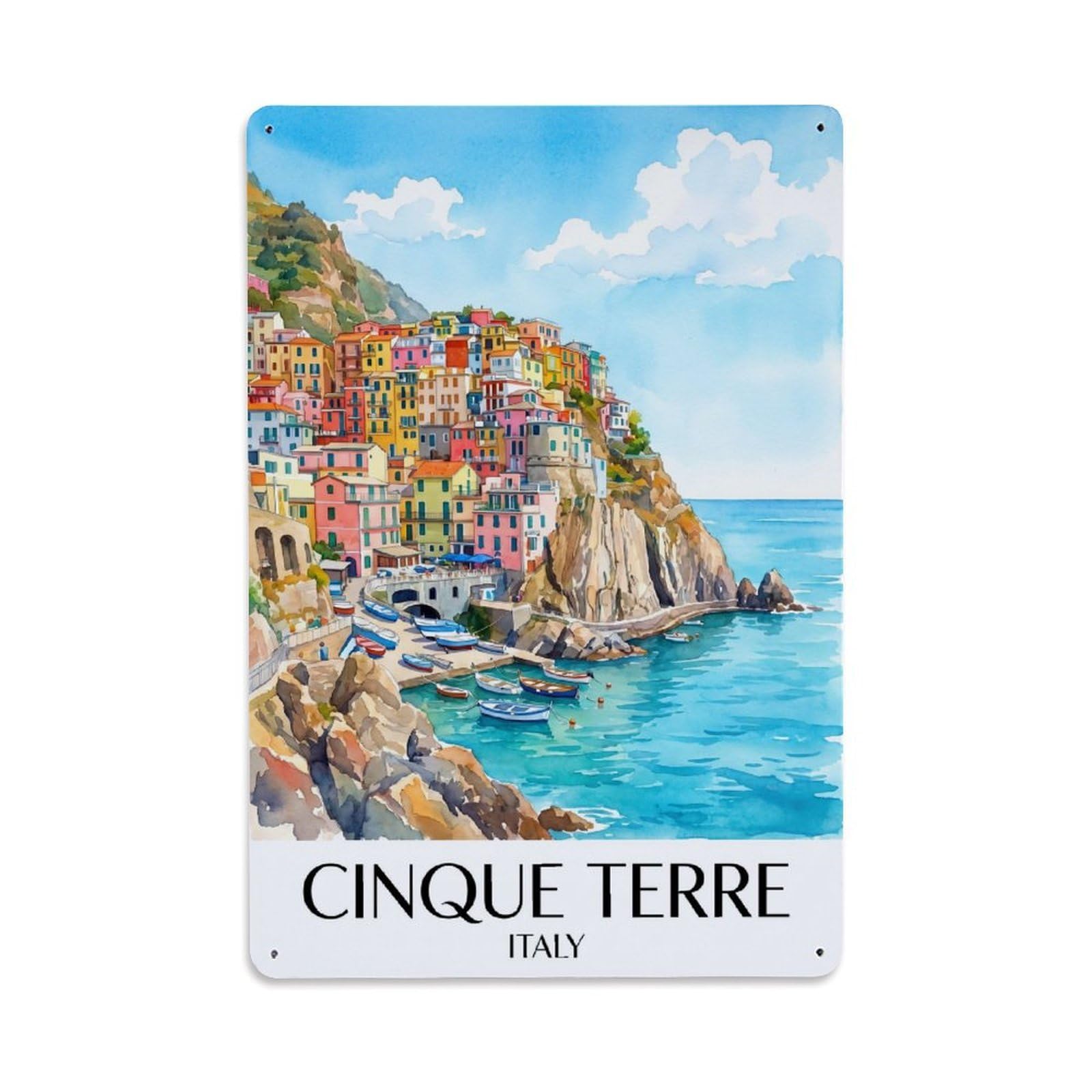 Huiyhb 8X12inch(20X30cm) Vintage Travel Cinque Terre Italy Explore Metal Tin Sign