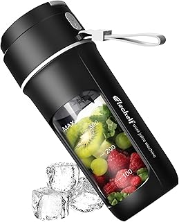 Portable Blender, Mini Blender For Shakes and Smoothies, Personal Blender USB Rechargeable, Fresh Juice Blender With 8 Blades, 12oz Handheld Blender For Kichen Ice, Black