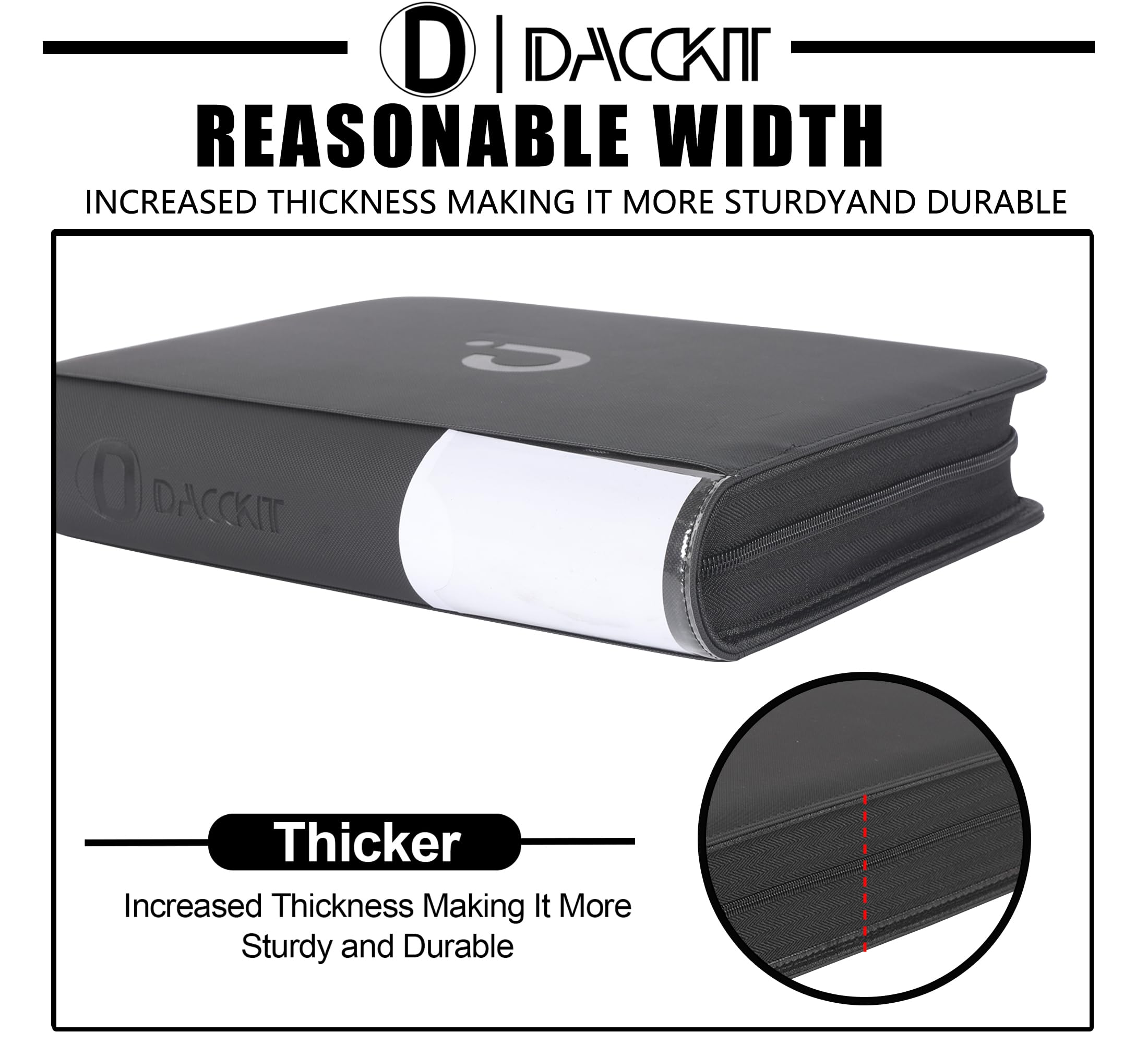 D DACCKIT Raccoglitore semi rigido per carte – Adatto a 240 carte, raccoglitore premium senza anelli a 4 tasche compatibile per carte sportive e collezionabili